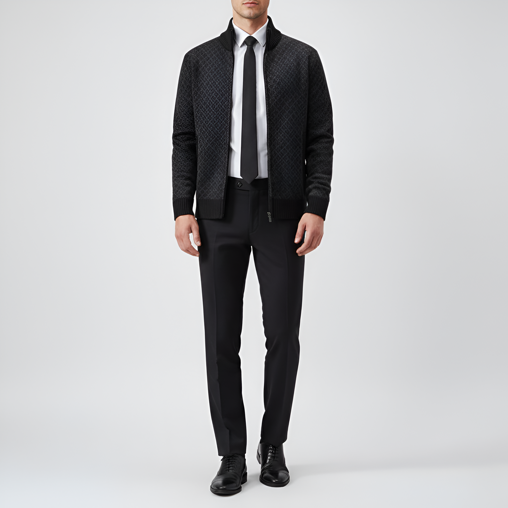 Bellivaro férfi gyapjúkeverék cipzáros pulóver