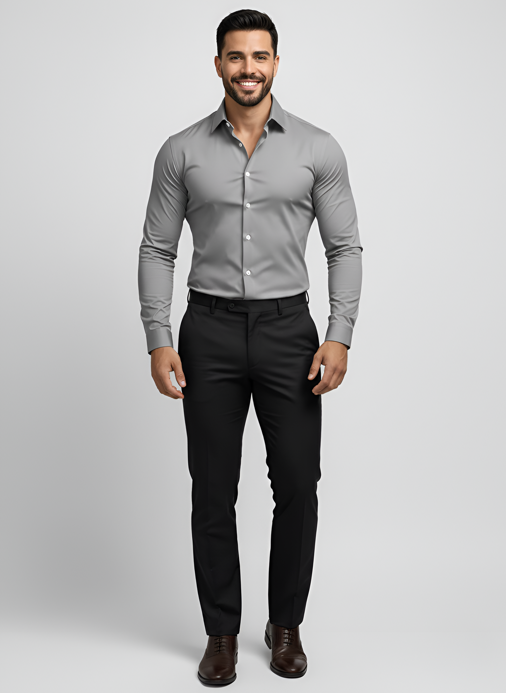 Chemise homme Bellivaro coupe slim stretch affaires décontractée à manches longues
