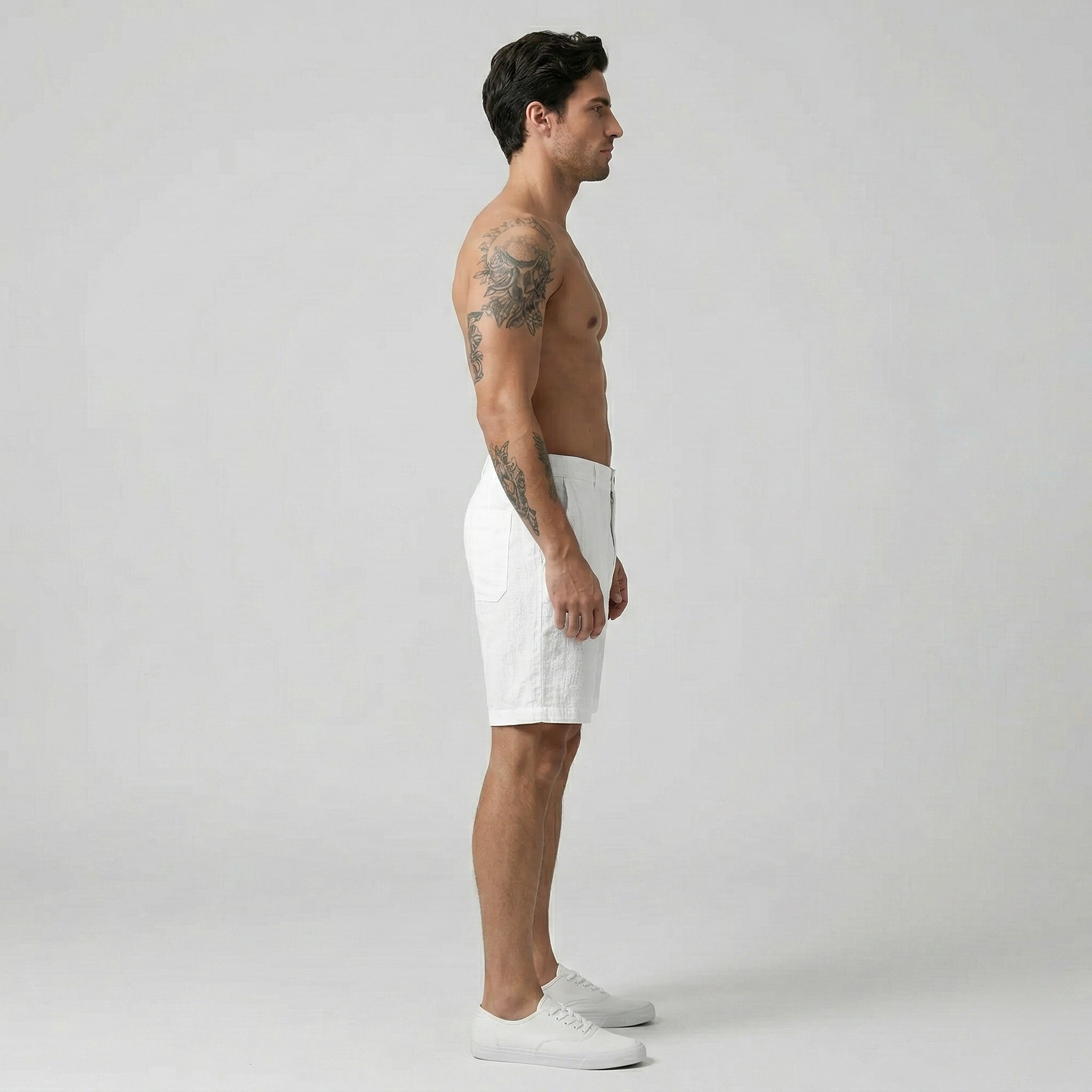 Herre hør shorts med lommer – Sommer shorts i hørblanding