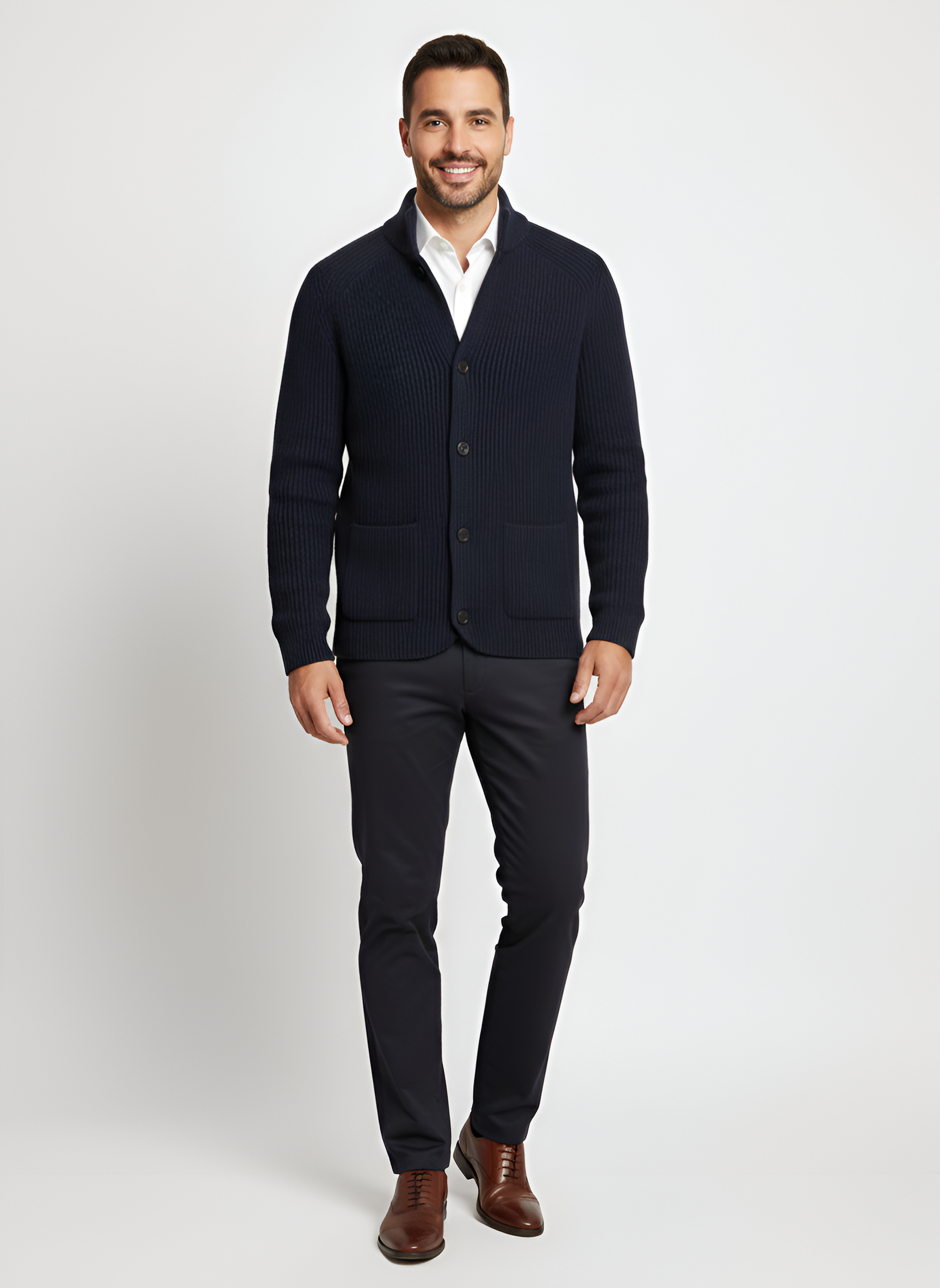 Bellivaro πλεκτή ζακέτα για άντρες με κουμπιά και ψηλό γιακά