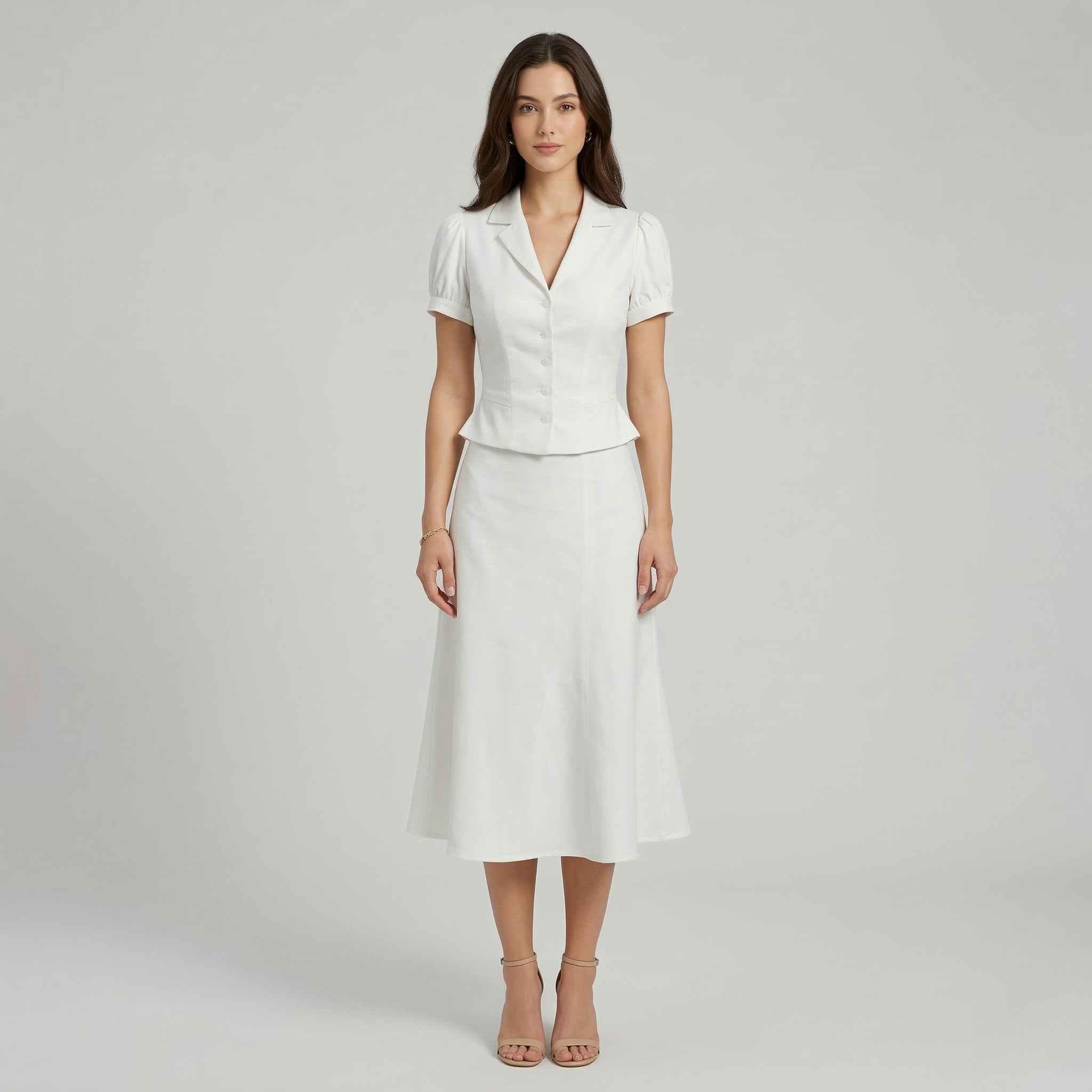 Conjunto Senhora Blazer e Saia Elegante Conjunto de Dois Peças Blazer de Manga Curta para Festa