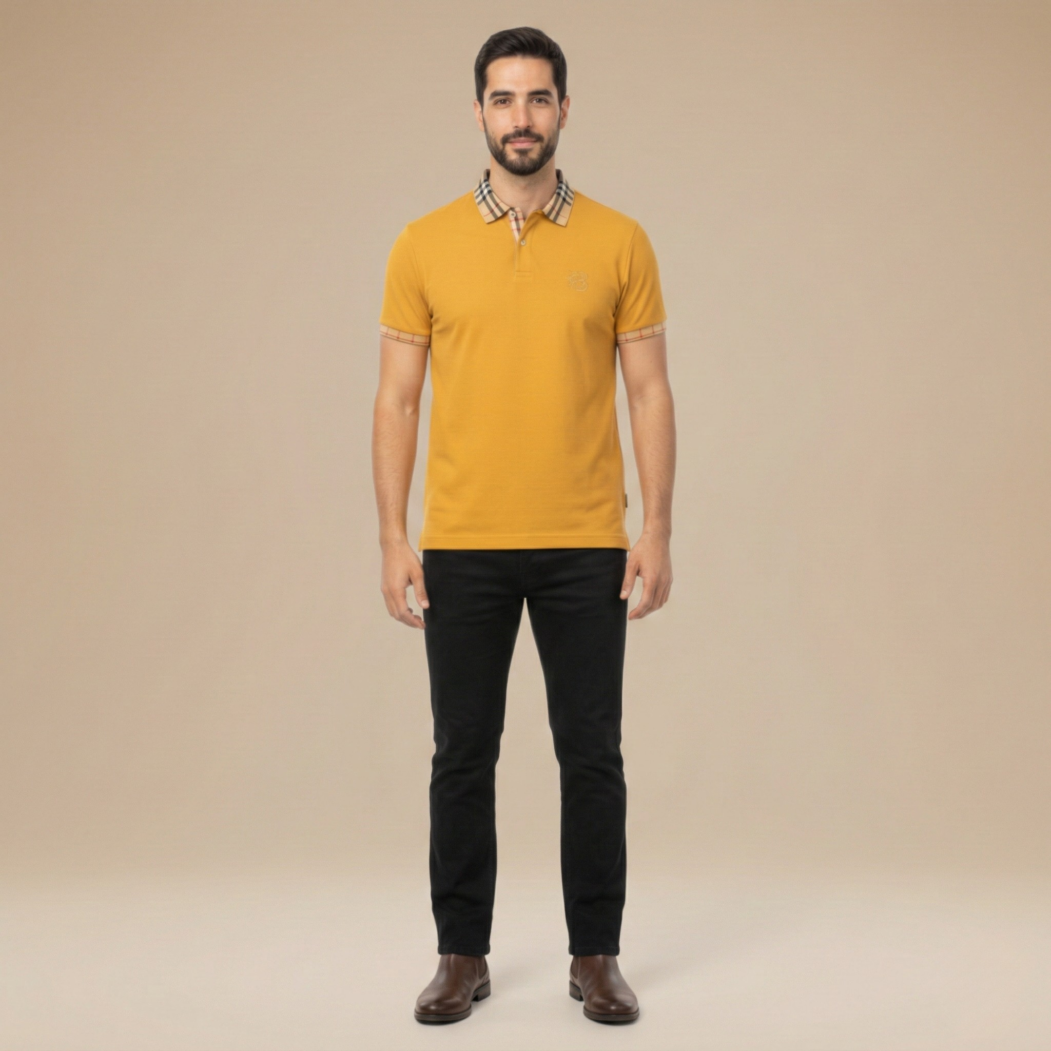 Herre polo t-shirt i bomuld – Kortærmet polo med krave og logo