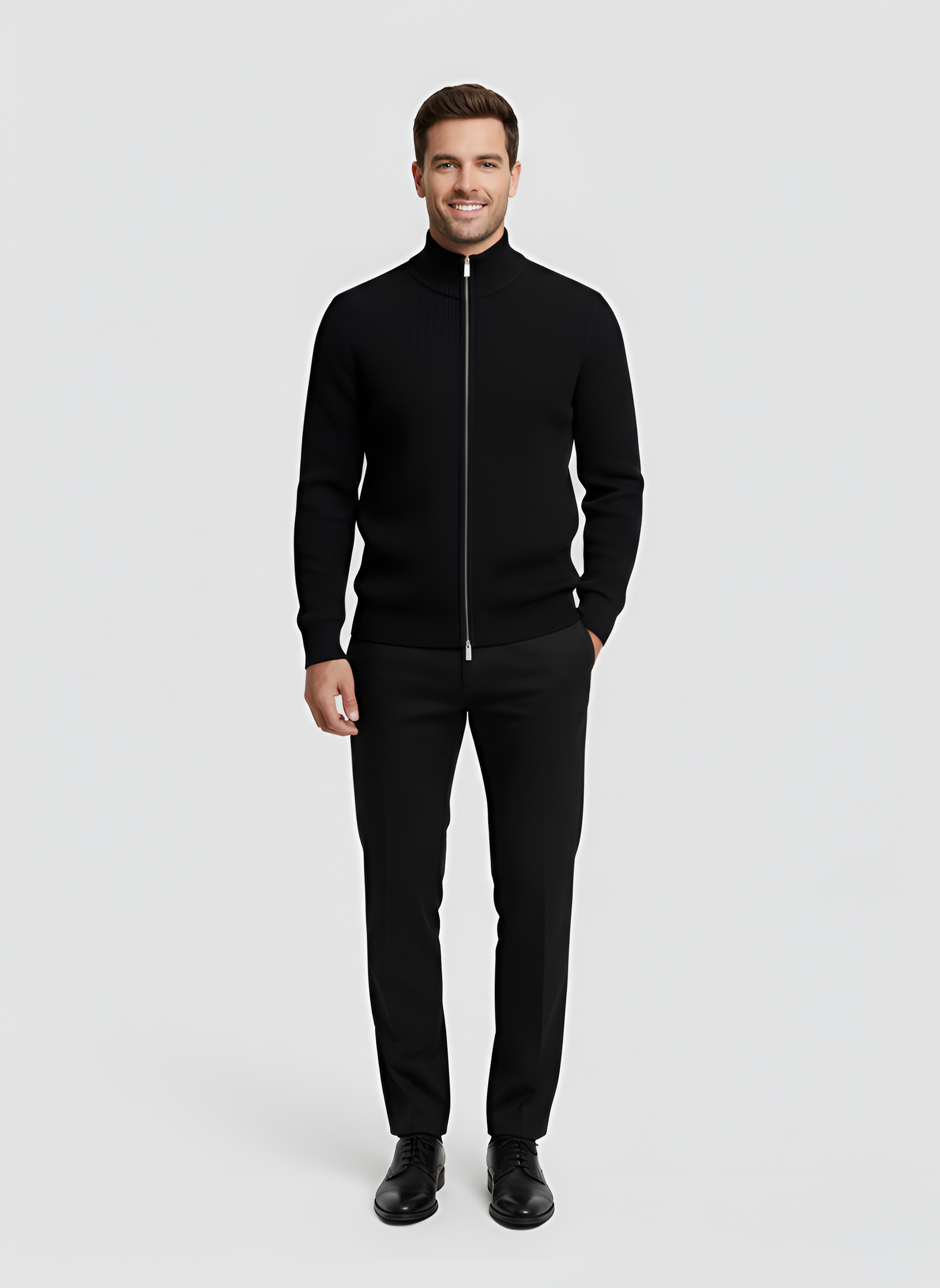 Cardigan tricoté Bellivaro pour homme avec fermeture éclair en mélange de laine