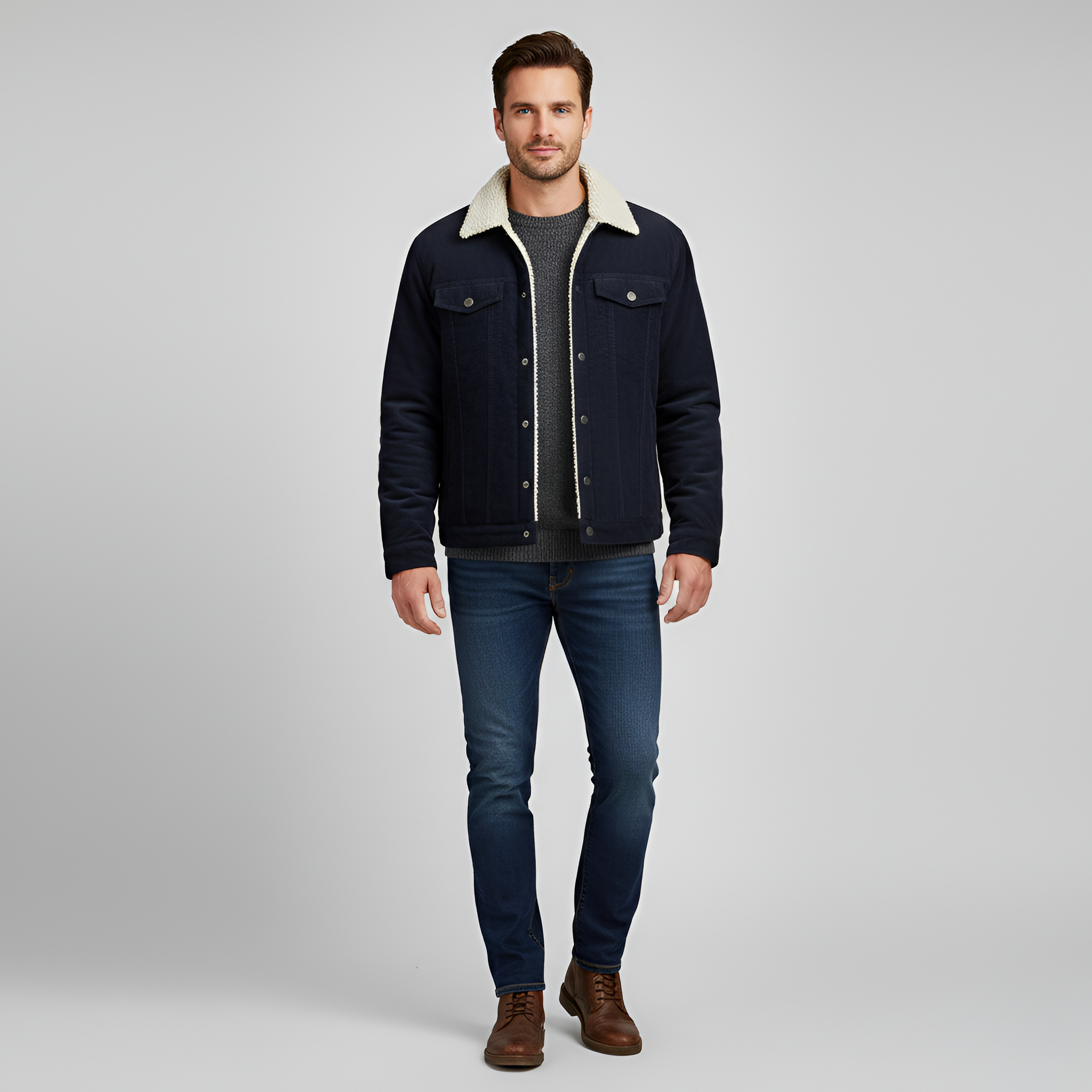 Bellivaro Βελούδινο Μπουφάν Ανδρικό με Επένδυση Sherpa