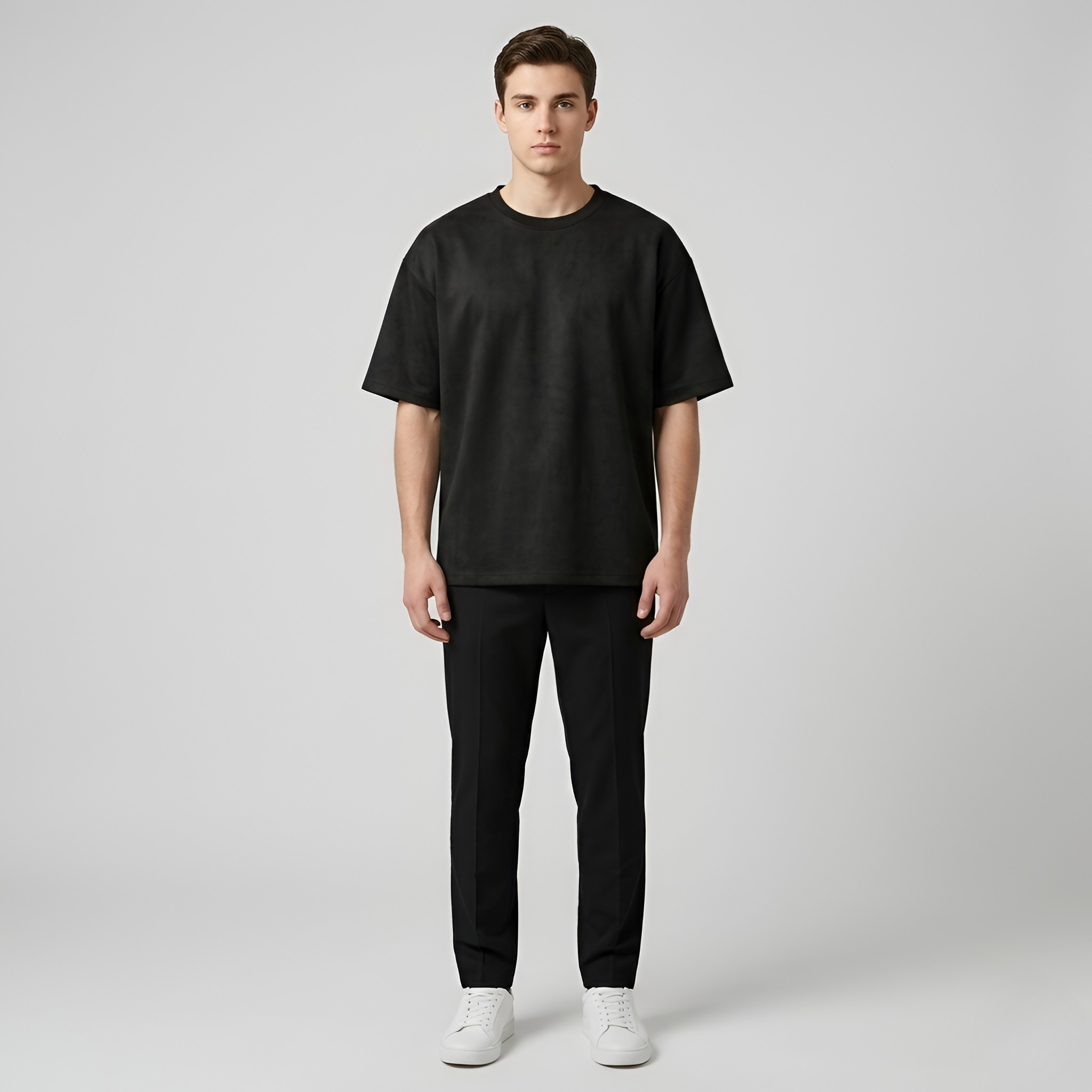 Herre T-shirt i bomuld kortærmet basic T-shirt med rund hals afslappet pasform