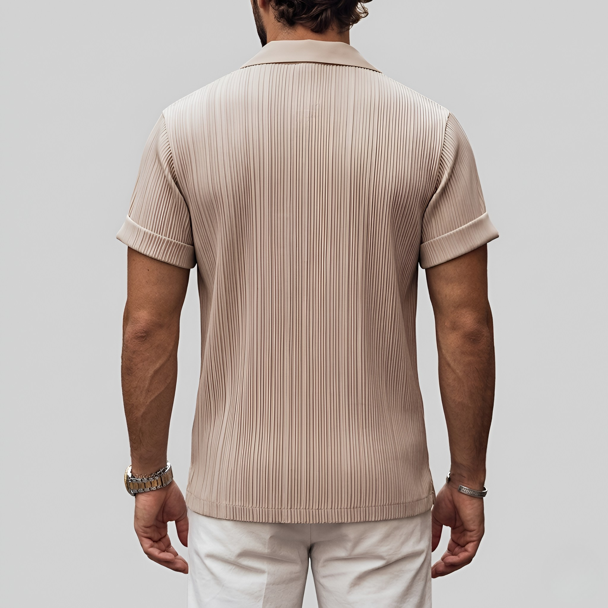 Koszula męska z krótkim rękawem, strukturalna, zapinana na guziki, luźna koszula letnia dla mężczyzn