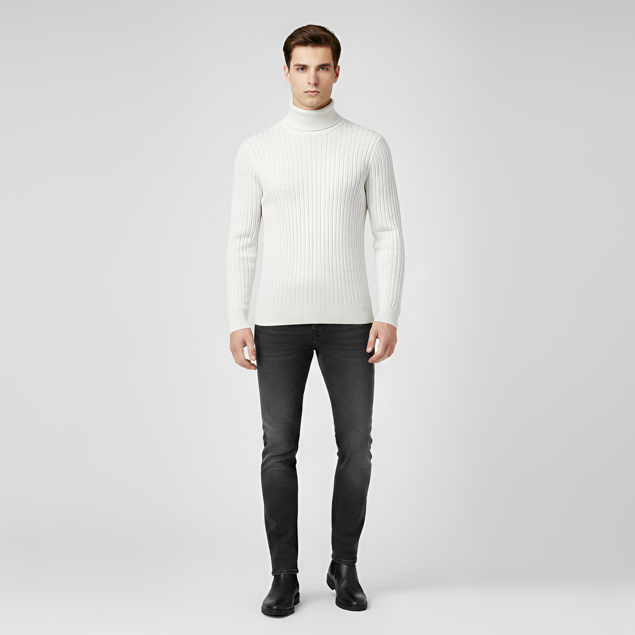 Bellivaro férfi garbó pulóver hosszú ujjú klasszikus szabású