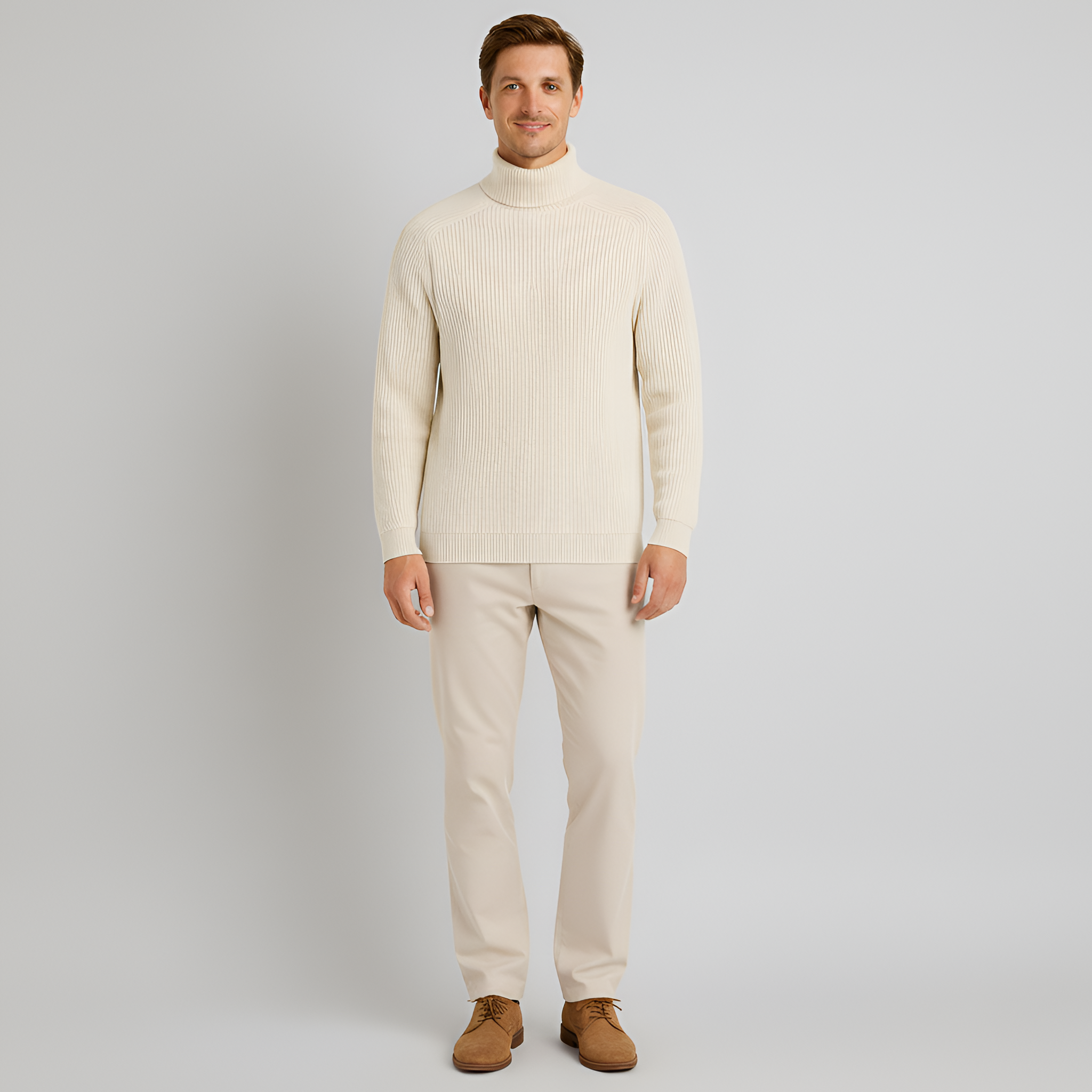 Bellivaro pánsky pletený sveter s rolákom z vlnenej zmesi