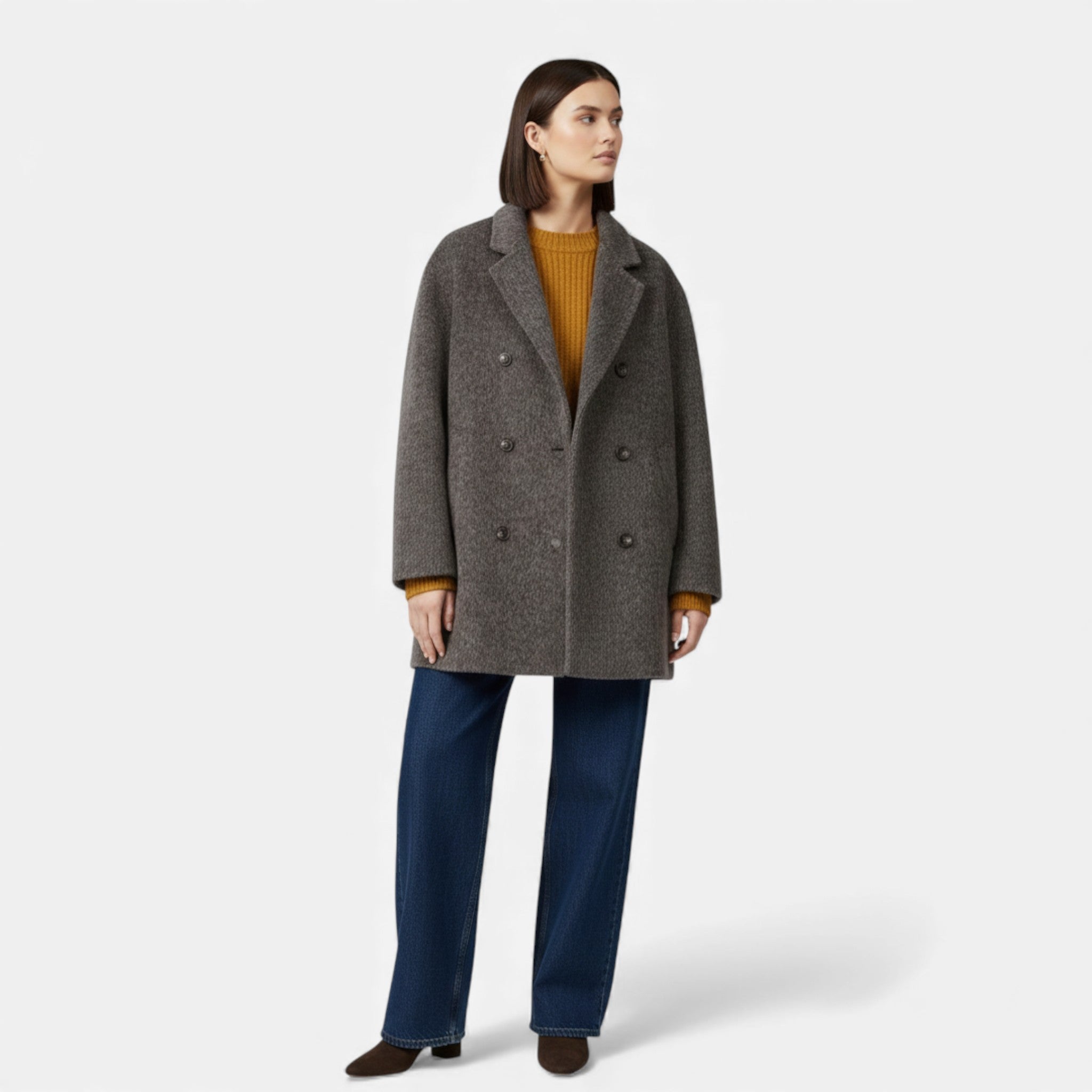 Damen Wollmischung Wintermantel