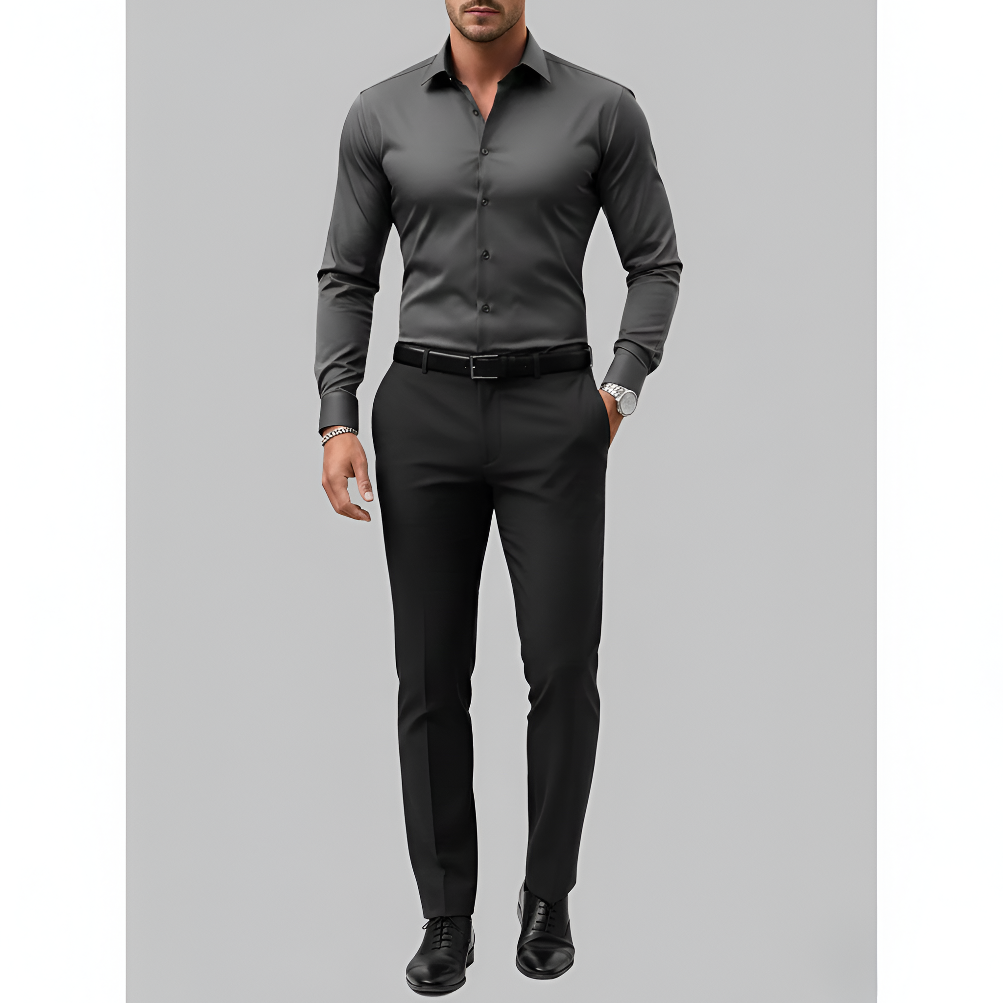 Chemise homme Bellivaro à manches longues en coton coupe slim