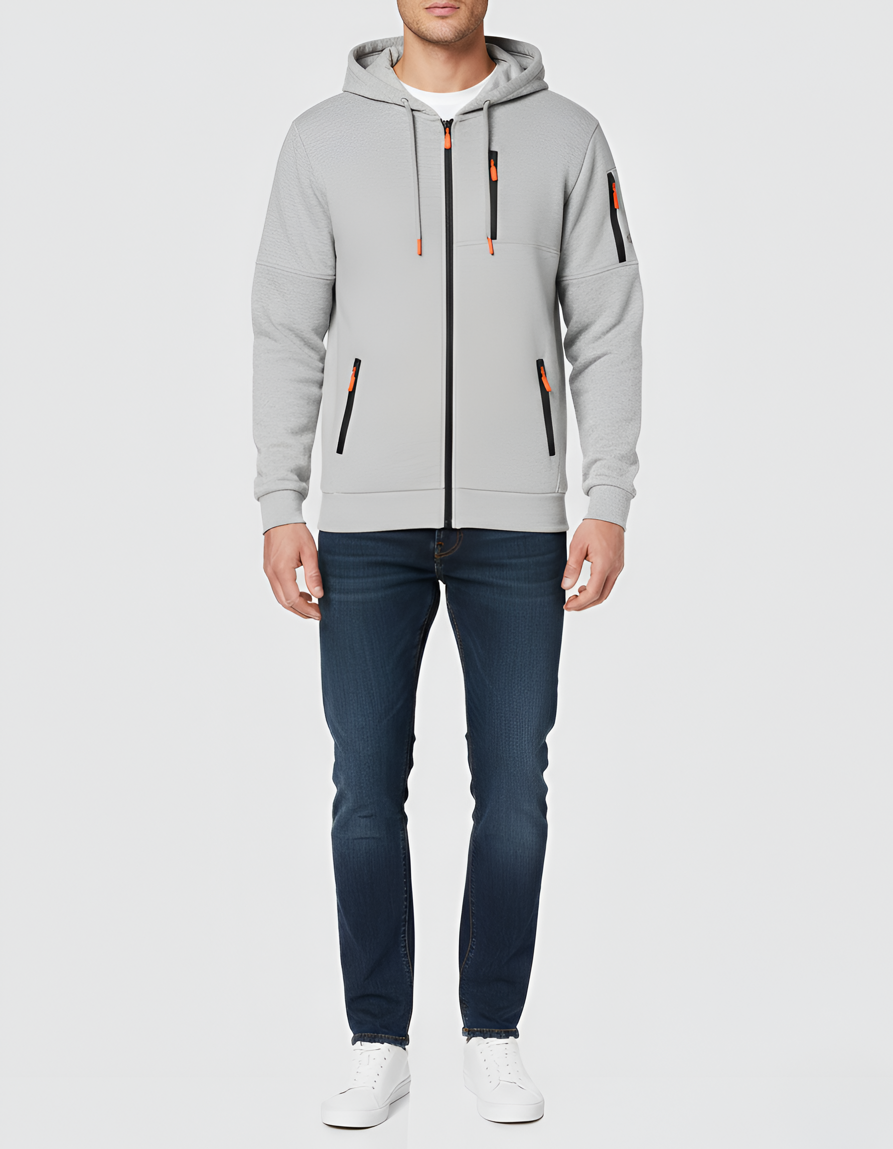 Bellivaro férfi polár kapucnis pulóver cipzárral mindennapi használatra