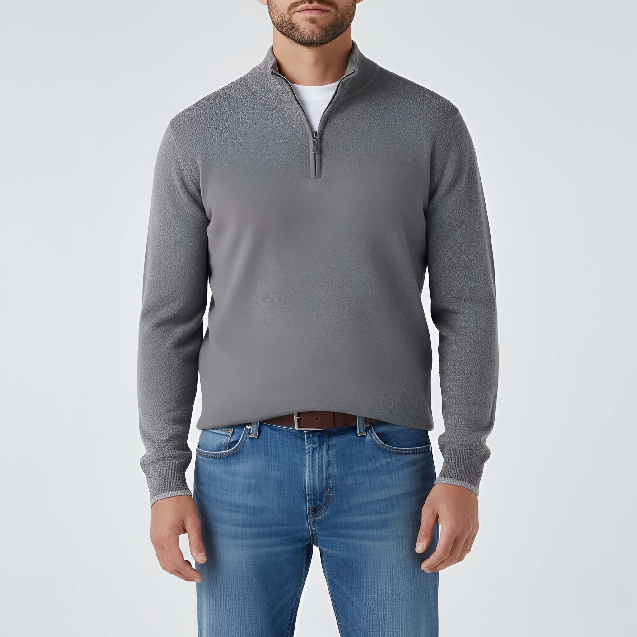 Jersey de punto para hombre Bellivaro con media cremallera, manga larga, ajuste clásico