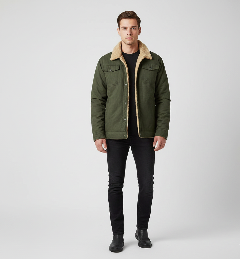 Bellivaro ανδρικό χειμερινό μπουφάν με επένδυση sherpa στο γιακά και ζεστό μείγμα βαμβακιού