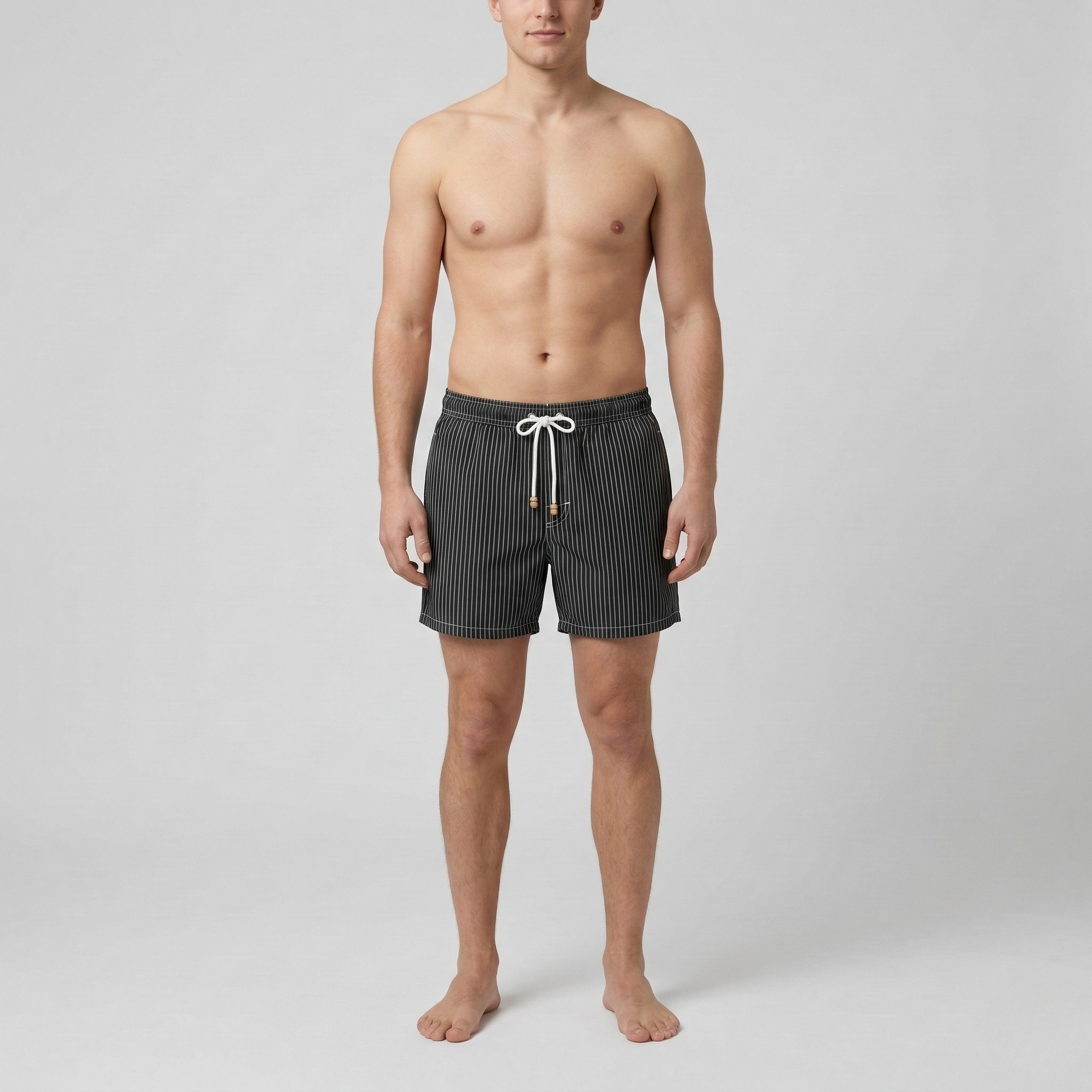 Calções de Banho às Riscas para Homem, Secagem Rápida, com Cintura Elástica