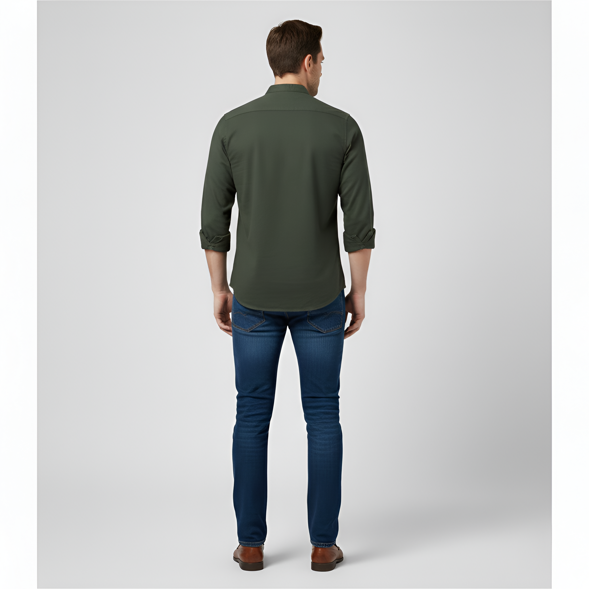 Camisa para homem Bellivaro em algodão com gola mandarim e mangas compridas