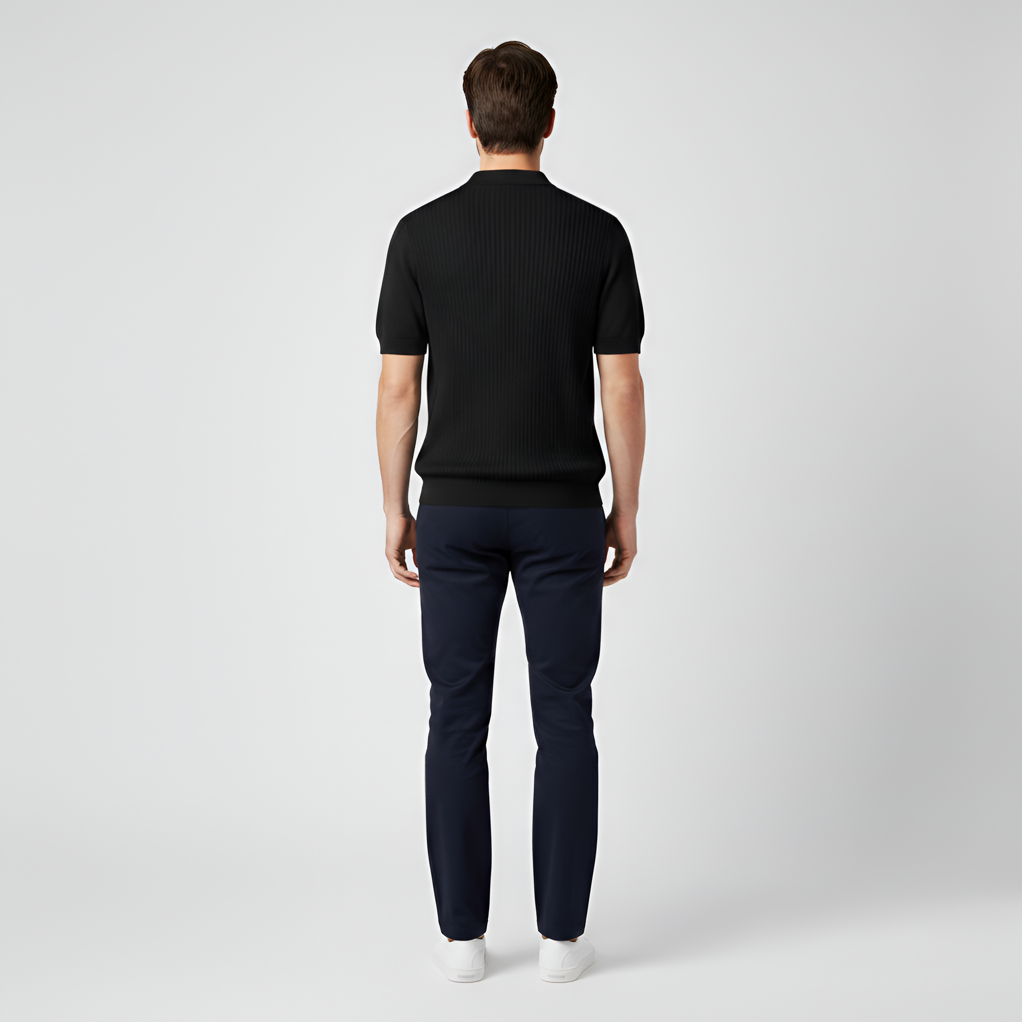 Polo de punto para hombre en algodón con manga corta y cuello