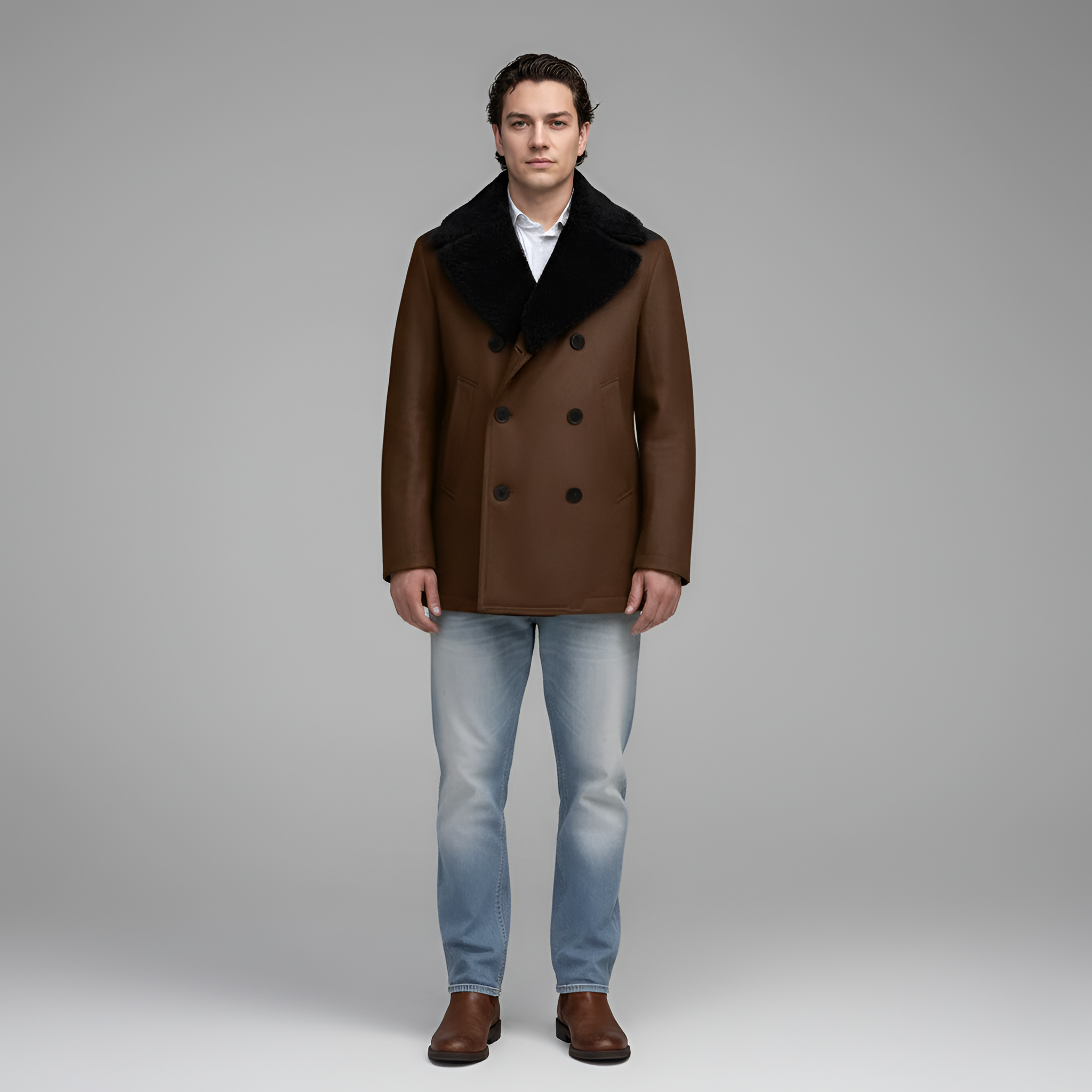 Abrigo de lana para hombre Bellivaro, abrigo de invierno de doble botonadura