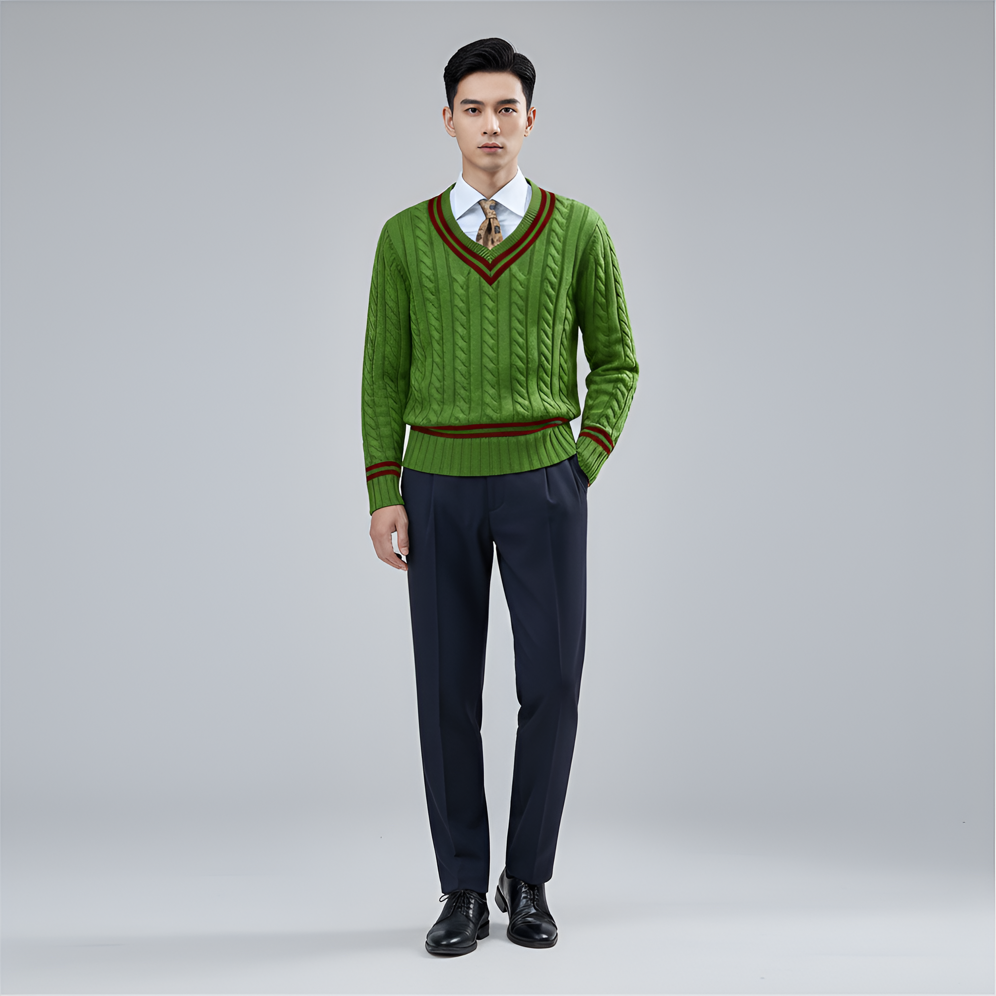 Bellivaro ανδρικό πλεκτό πουλόβερ από βαμβάκι με V-λαιμόκοψη