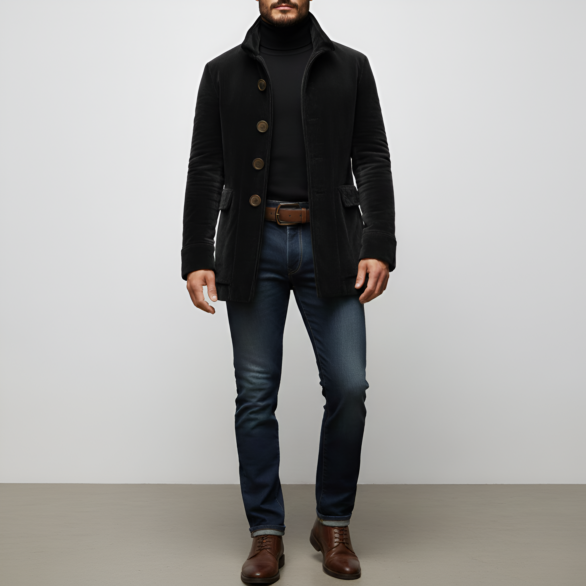 Bellivaro férfi kord kabát gombos záródással