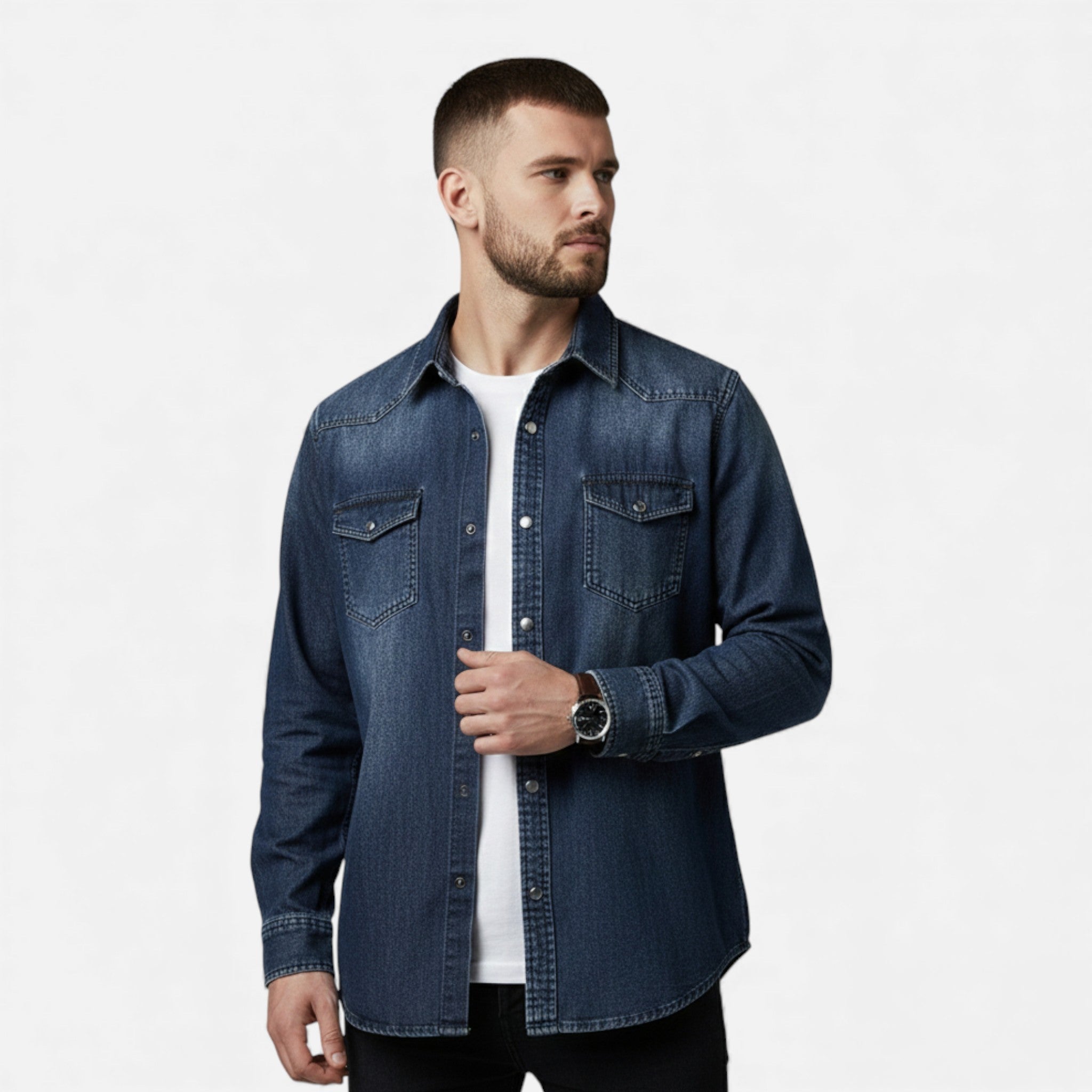 Denimskjorte til Mænd med Afslappet Pasform