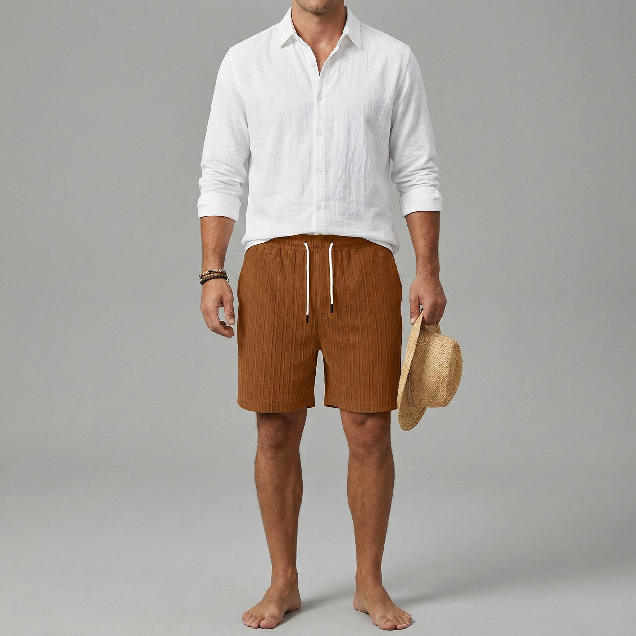 Herre shorts med elastik og snøre – Sommer shorts med løs pasform