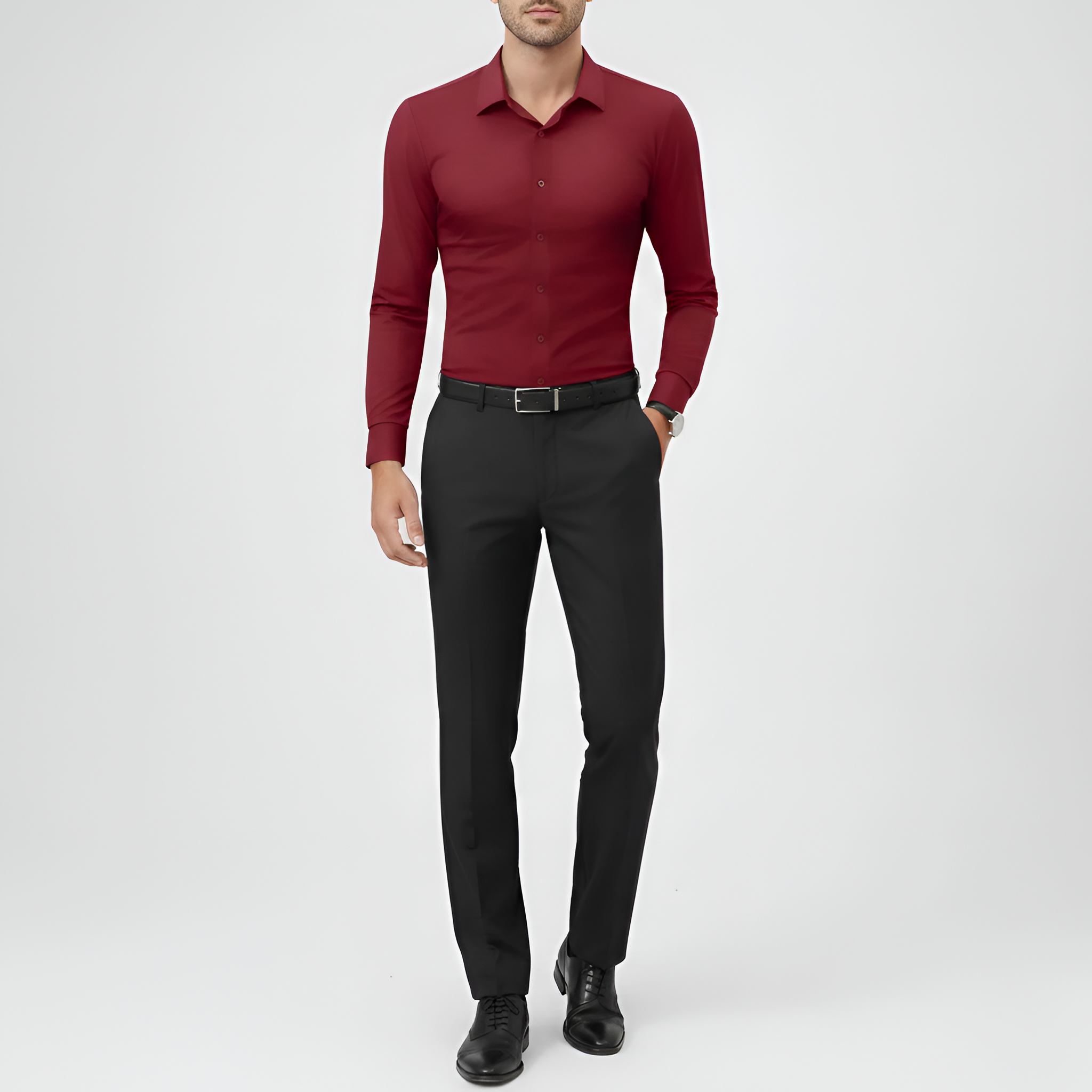 Chemise homme Bellivaro à manches longues en coton coupe slim