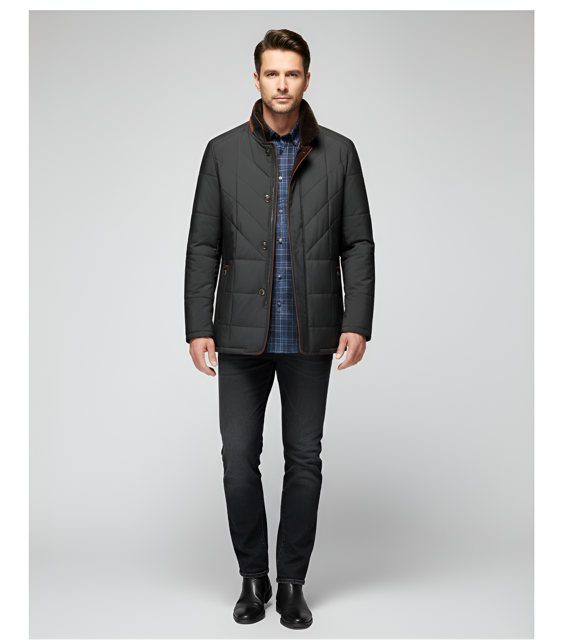 Chaqueta de invierno acolchada para hombre Bellivaro con cremallera y cuello