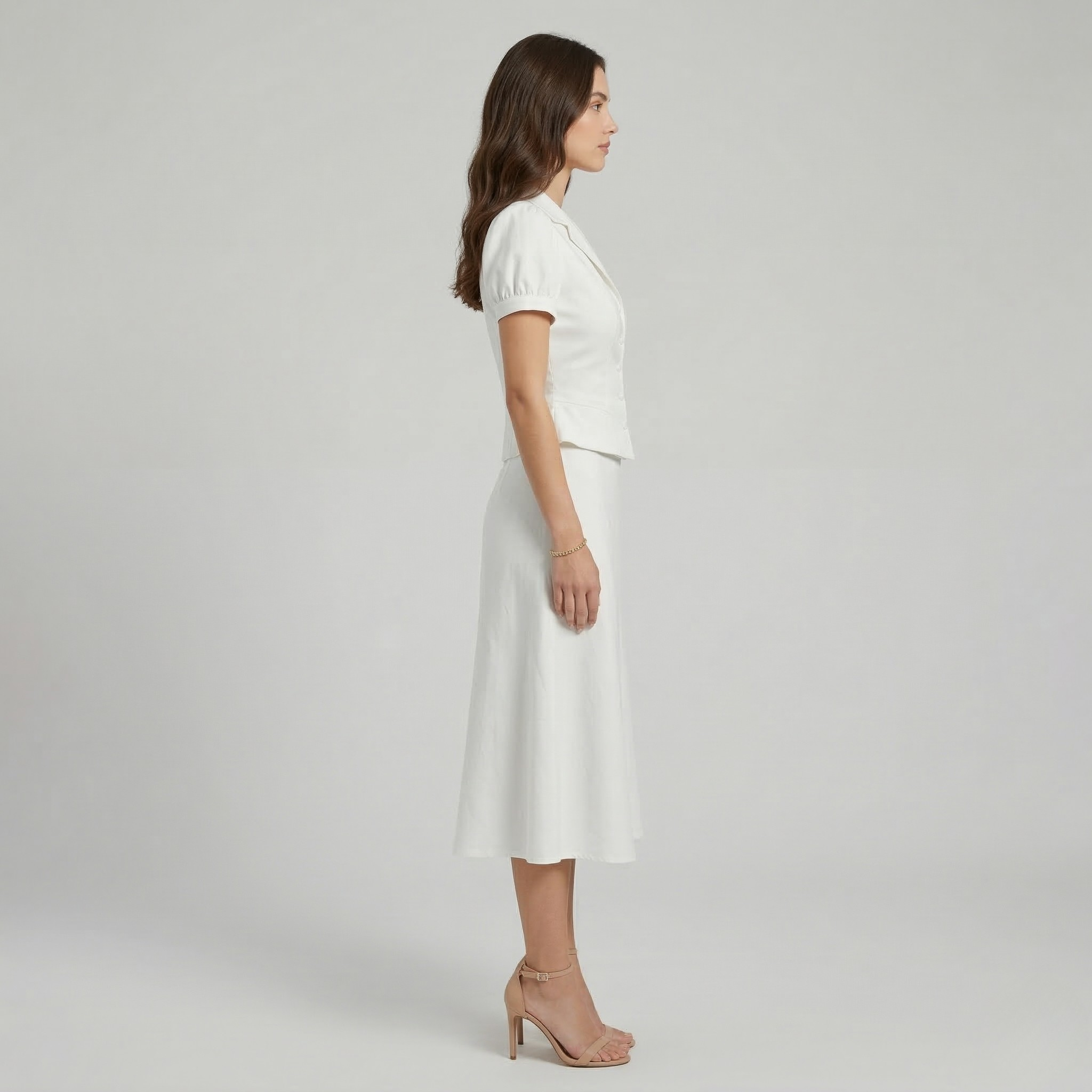 Dámský komplet sako a sukně Elegantní dvoudílný komplet Krátký rukáv sako na párty