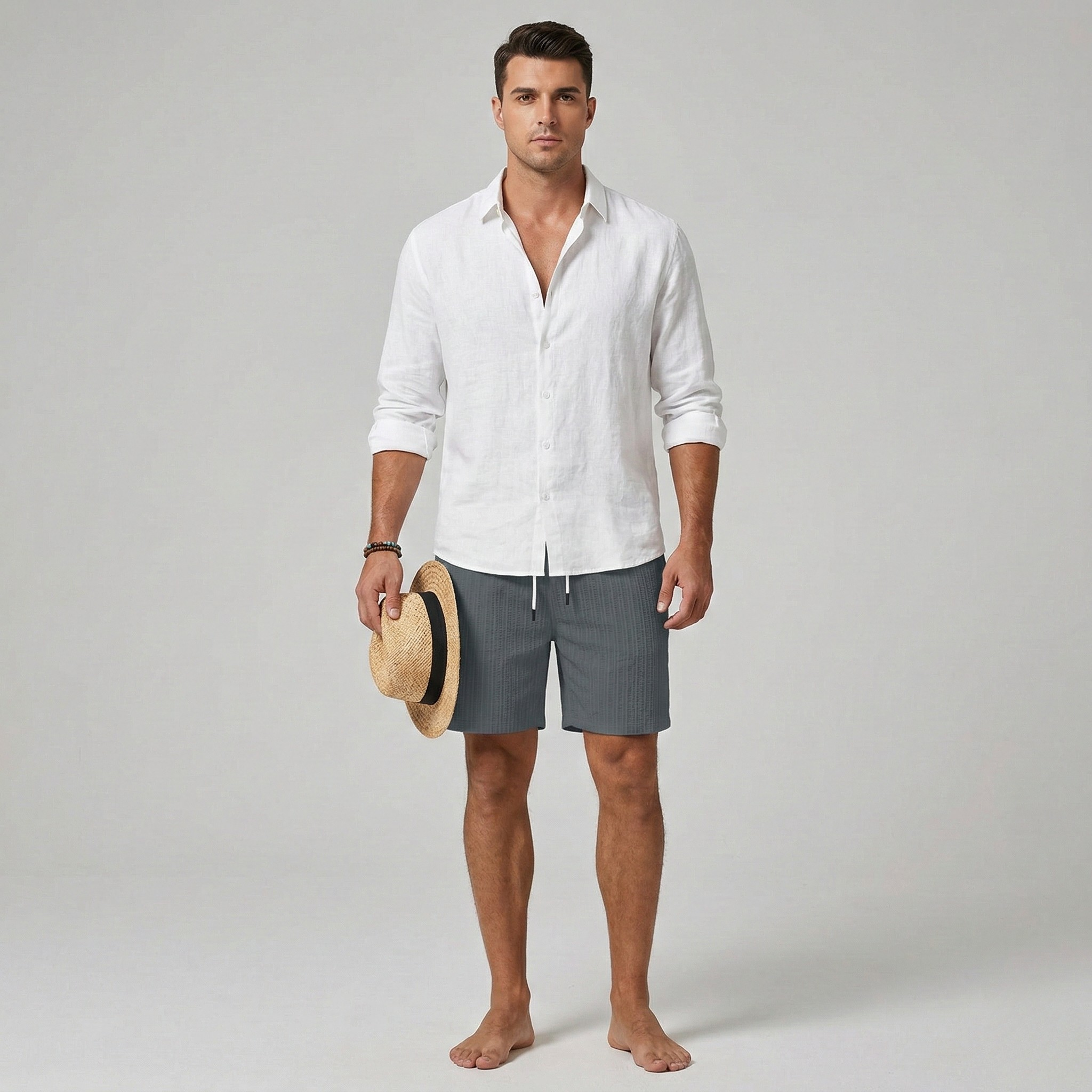 Herre shorts med elastik og snøre – Sommer shorts med løs pasform