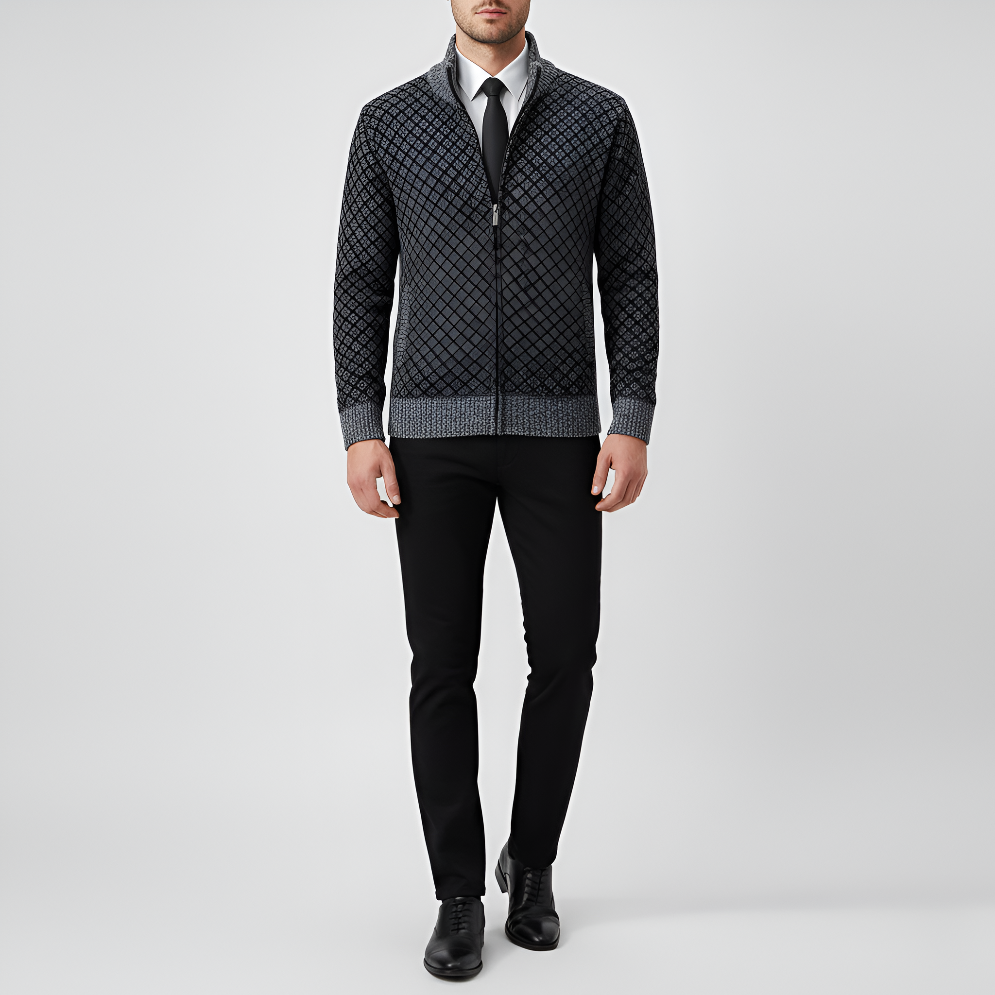 Bellivaro férfi gyapjúkeverék cipzáros pulóver