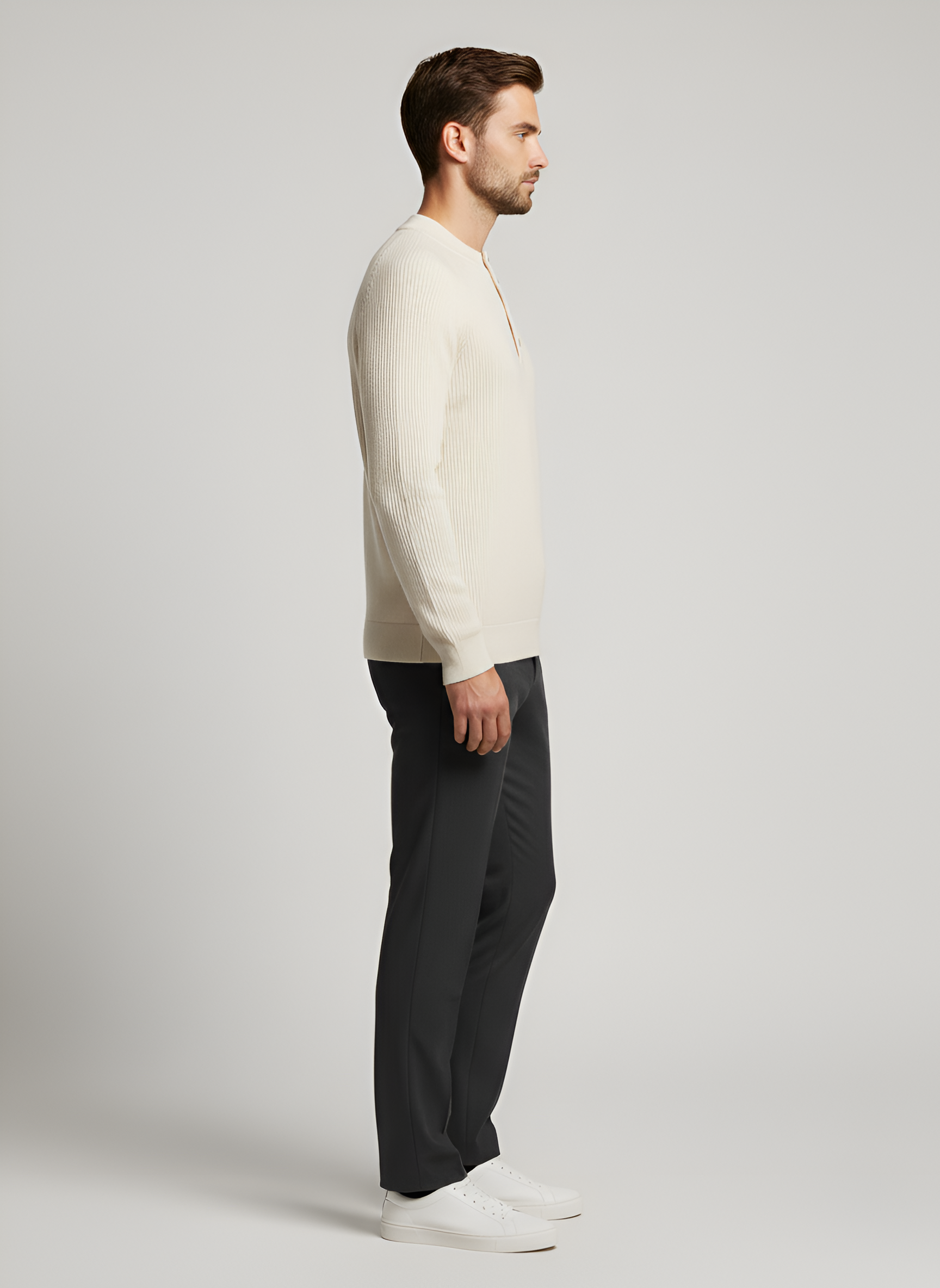 Bellivaro ανδρικό henley πουλόβερ από μαλλί