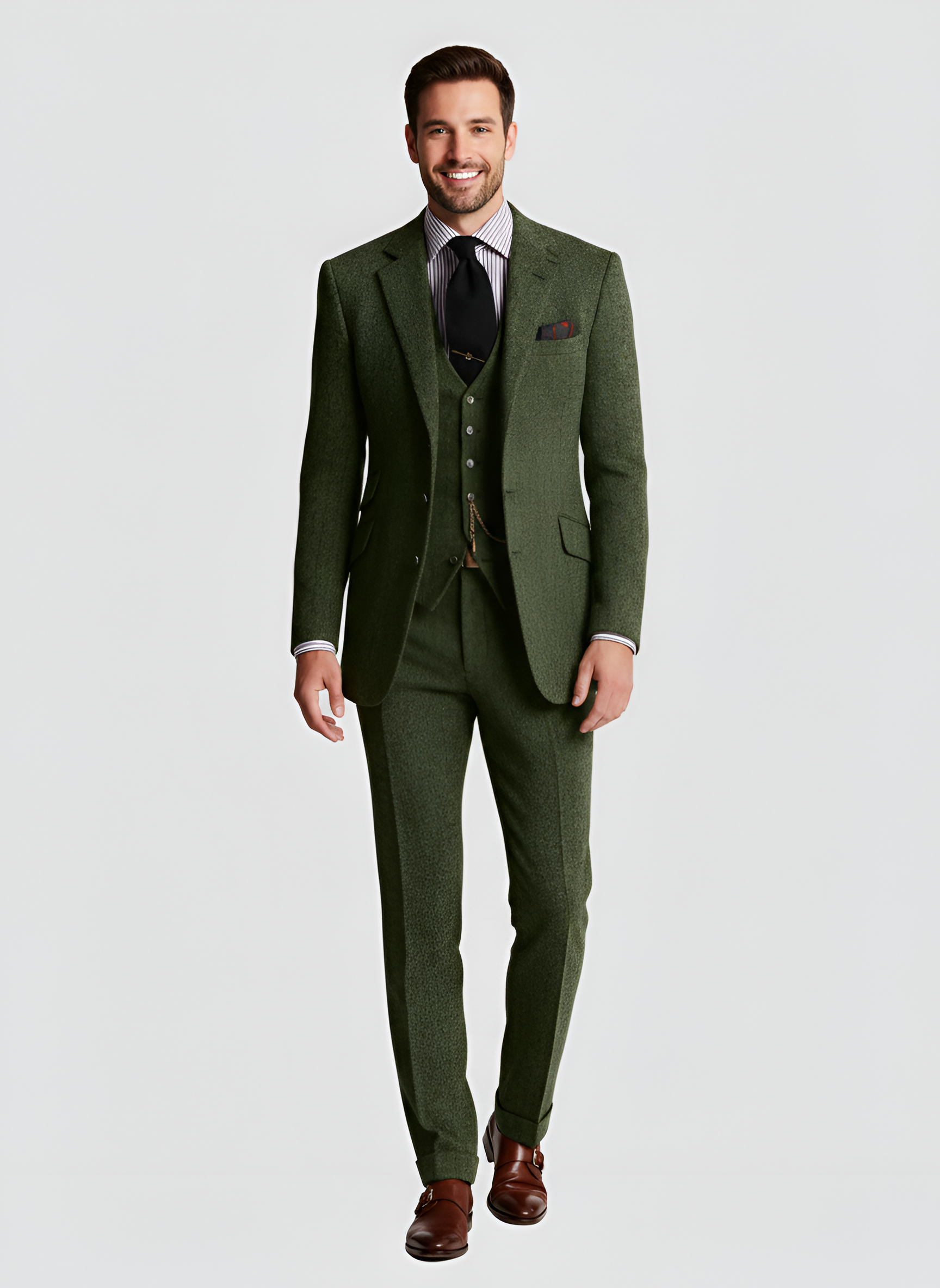 Ανδρικό τριπλό κοστούμι Bellivaro από μαλλί με σακάκι, γιλέκο και παντελόνι