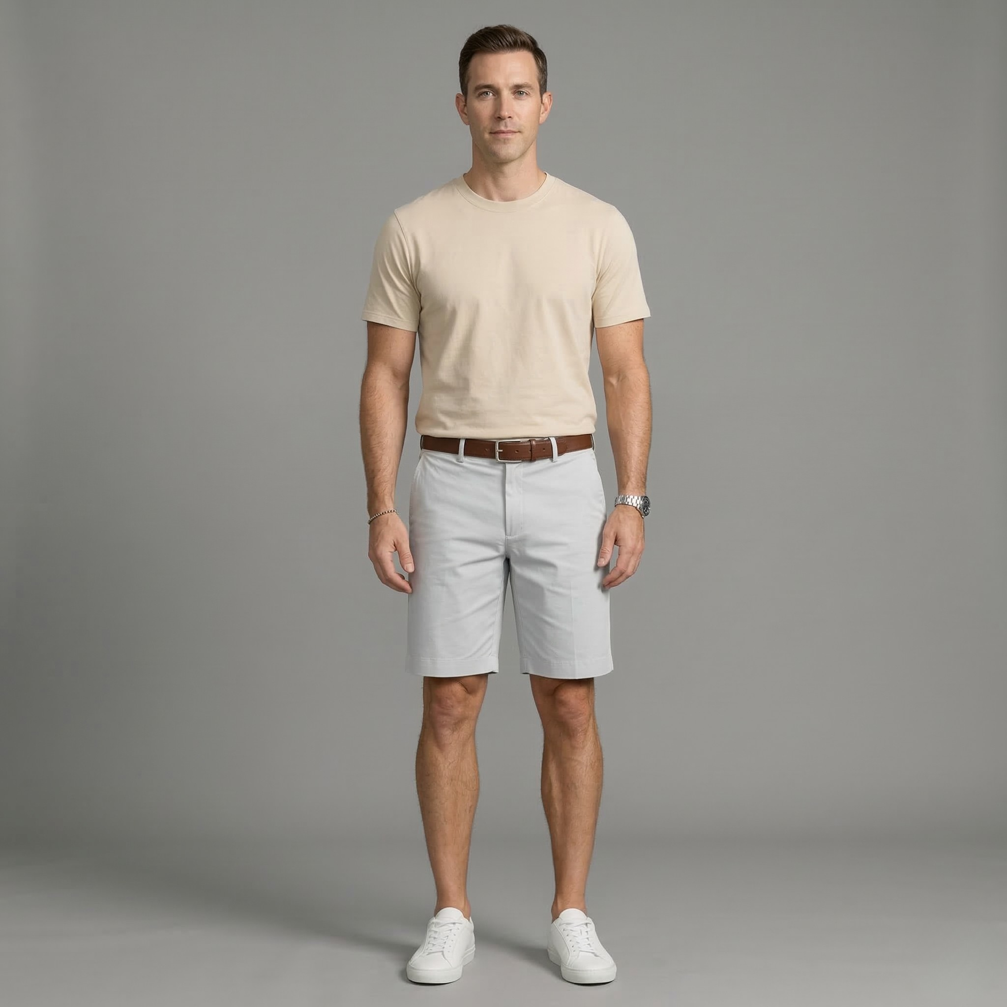 Calções Chino Masculinos Curtos Leves de Verão para o Dia a Dia e Lazer