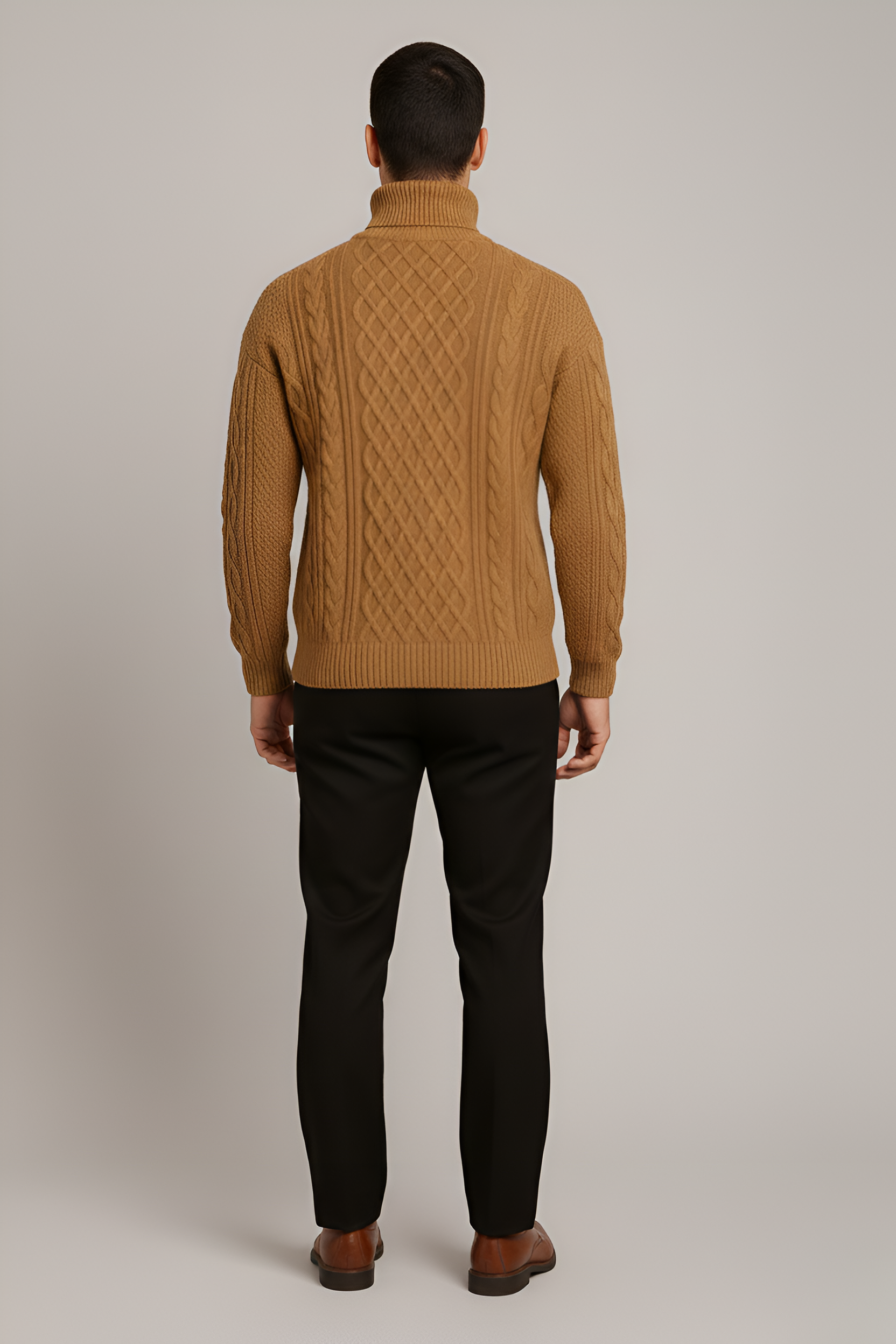Jersey de lana de cuello alto para hombre Bellivaro, tejido de cable, suéter cálido de invierno