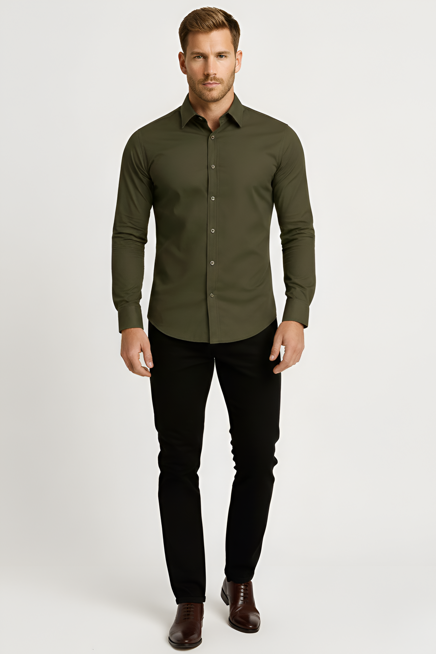 Férfi ing hosszú ujjakkal és karcsúsított szabással, pamutból