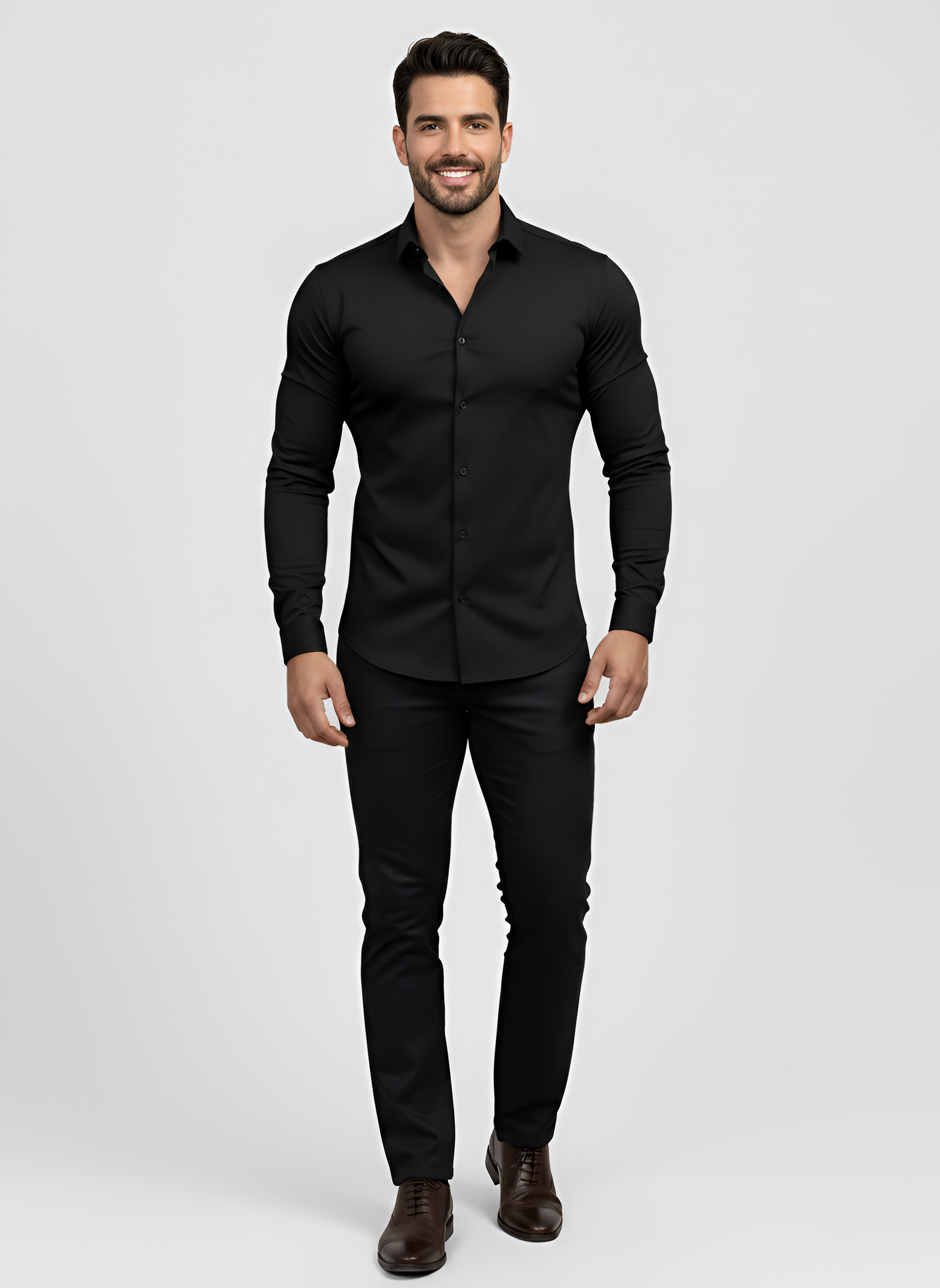 Bellivaro Herre Skjorte Slim Fit Stretch Business Casual Langærmet