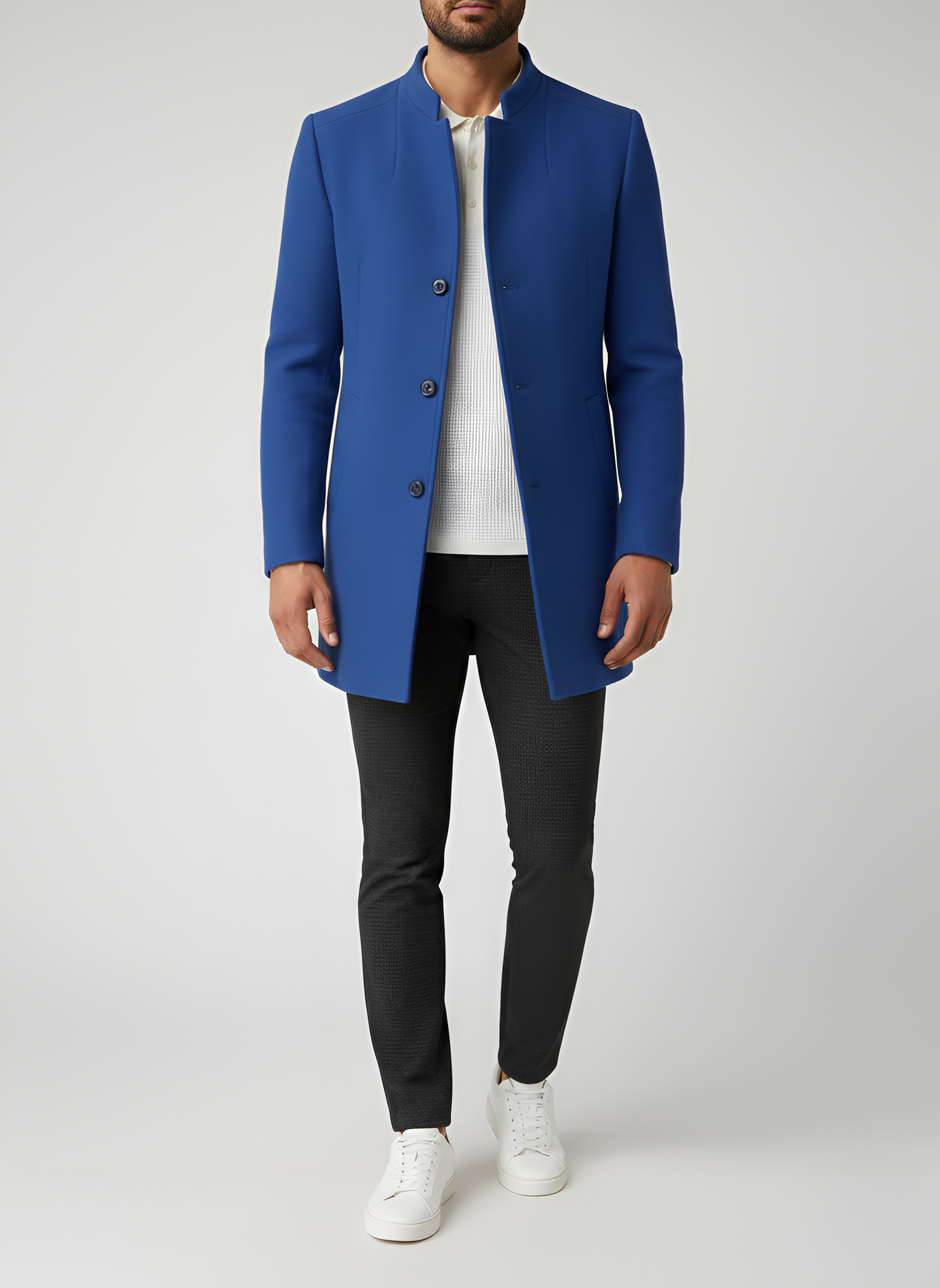 Bellivaro férfi blézer álló gallérral gyapjúkeverékből