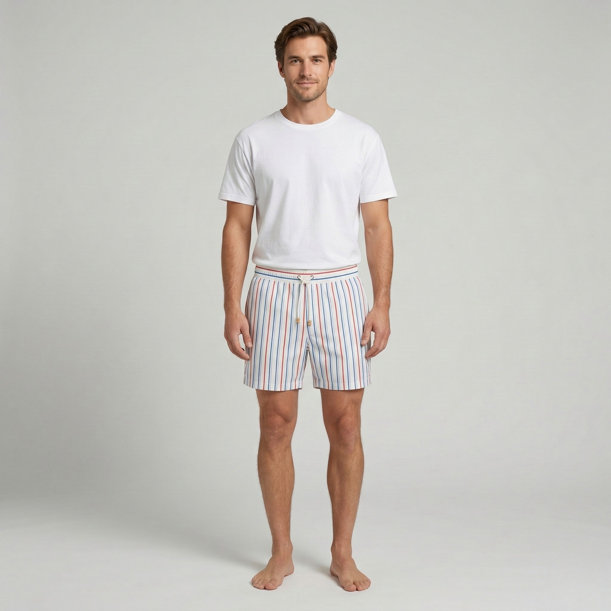 Pánské pruhované plavky rychleschnoucí plážové šortky s elastickým pasem