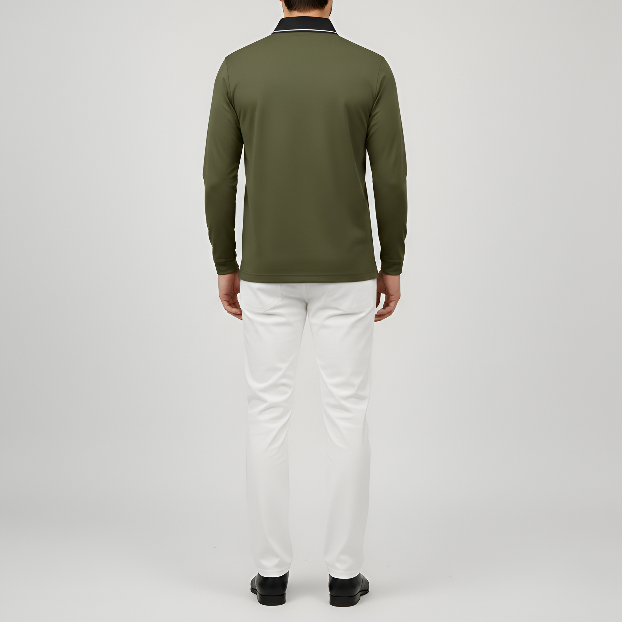 Polo para hombre con mangas largas y ajuste entallado en algodón