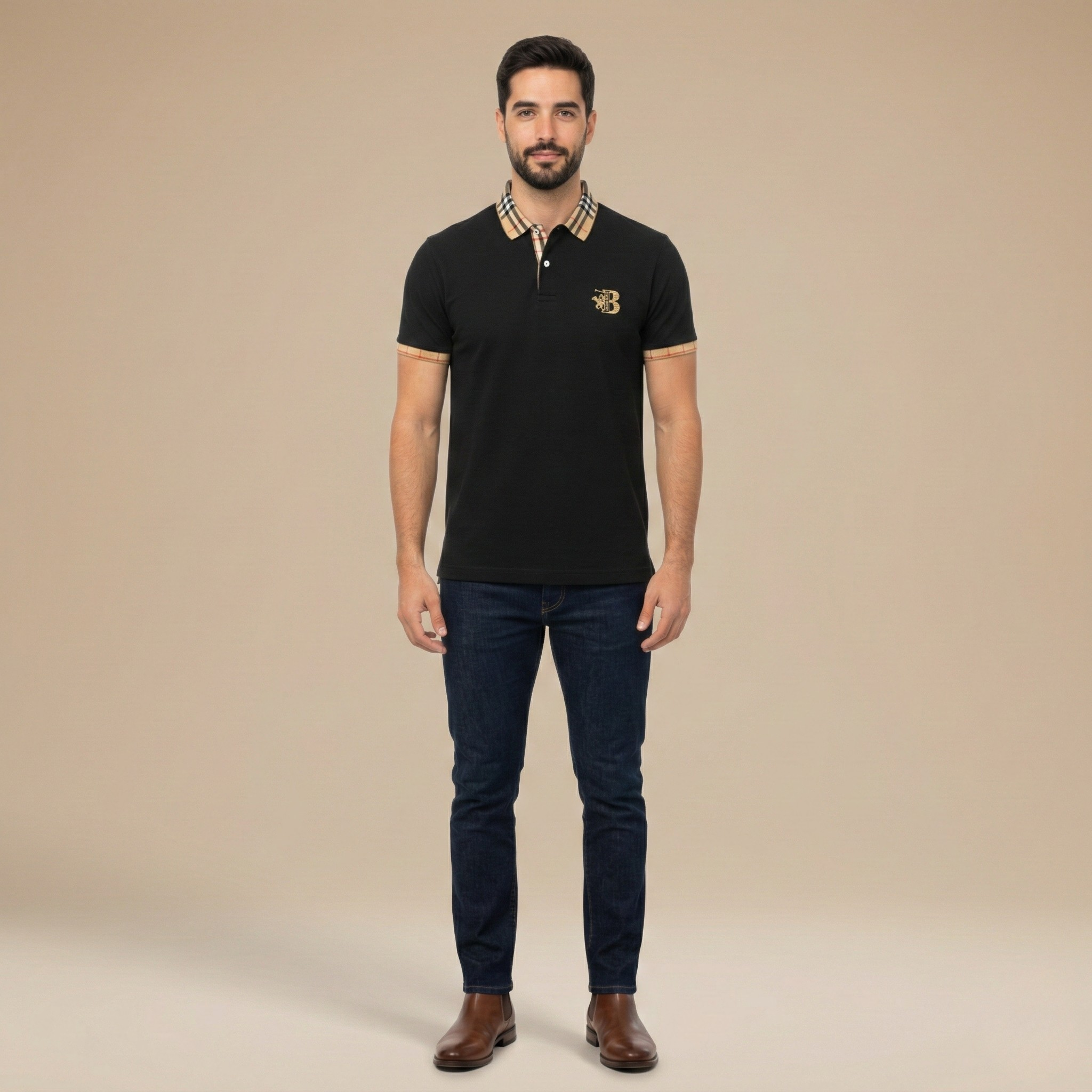 Herre polo t-shirt i bomuld – Kortærmet polo med krave og logo