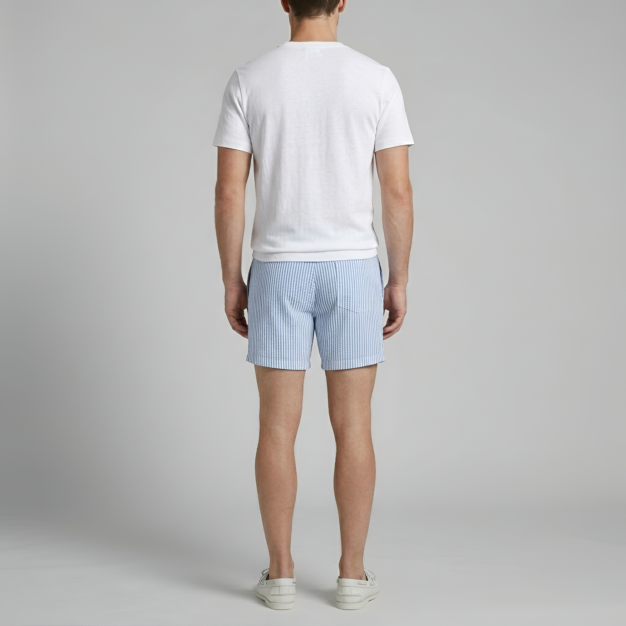 Pánské plavkové šortky s pruhy a elastickým pasem se šňůrkou