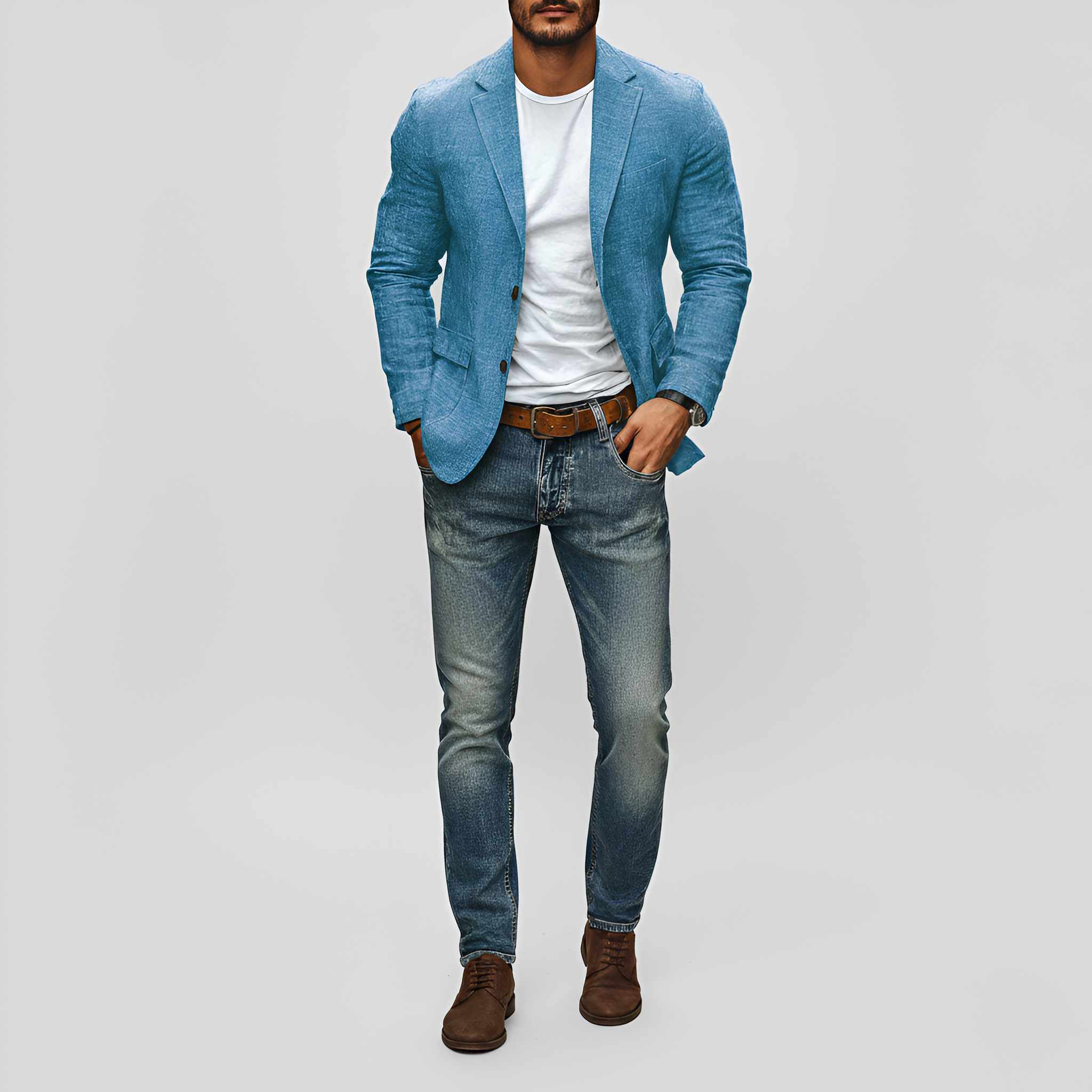 Blazer homme Bellivaro en mélange de lin avec coupe classique