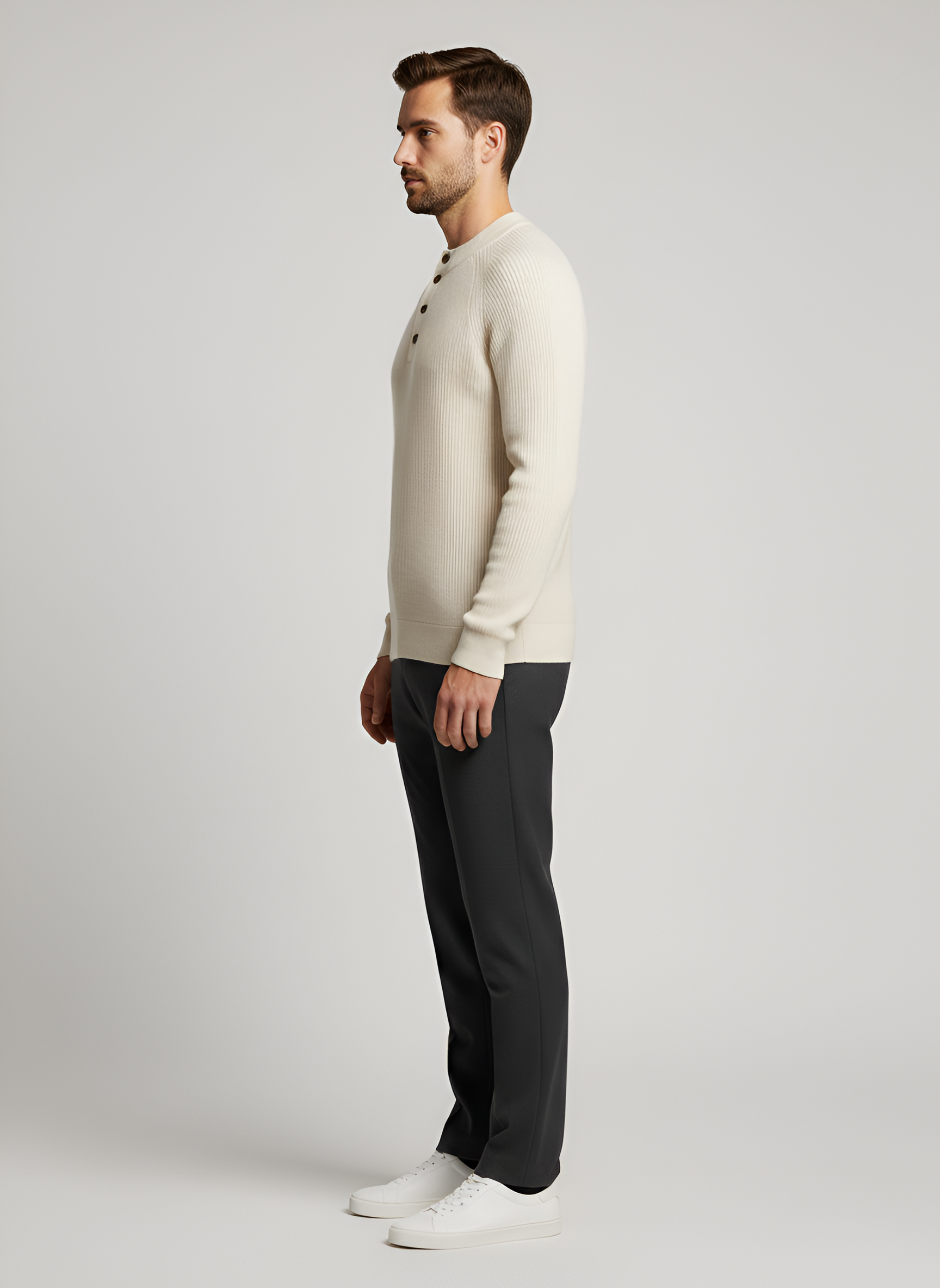 Bellivaro pánsky henley sveter z kašmírové vlny