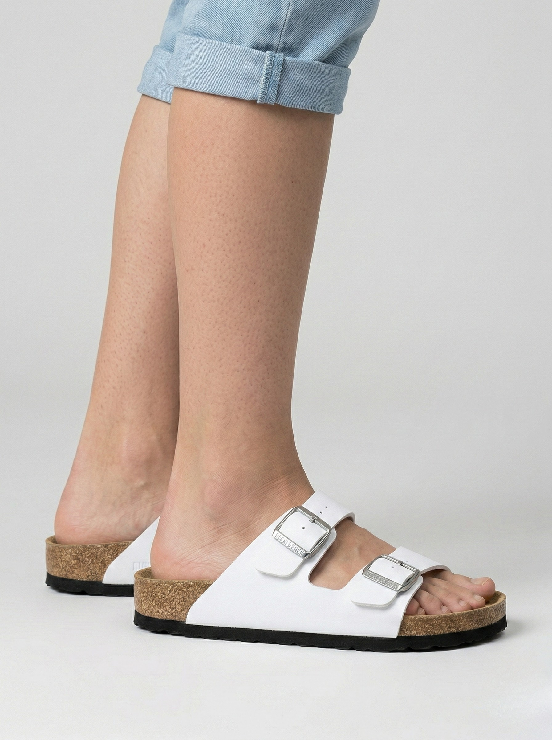 Dámské sandály s přezkami a korkovou podrážkou pohodlné pantofle