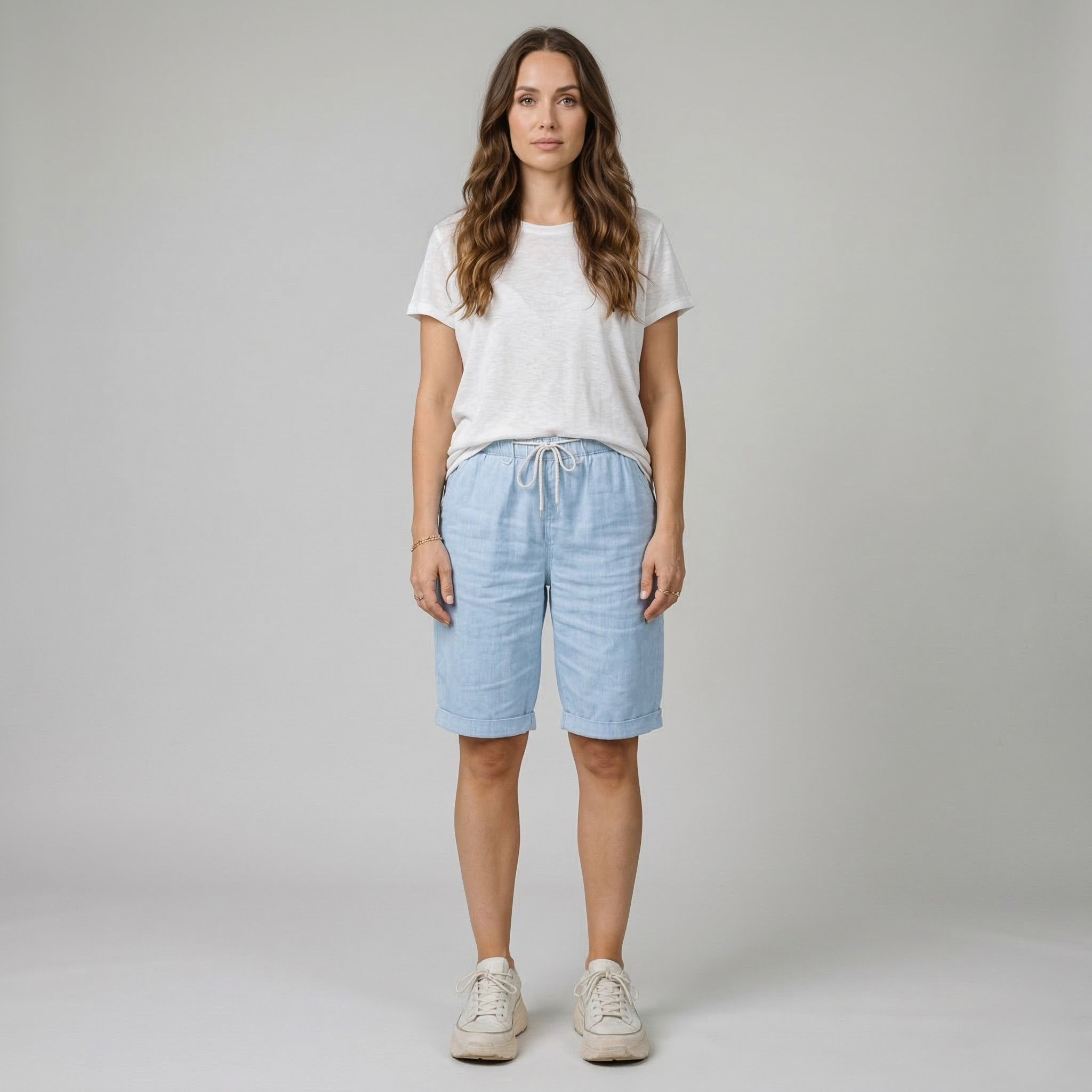 Calções Dame Hør com Cintura Elástica Calções de Verão para Lazer e Férias