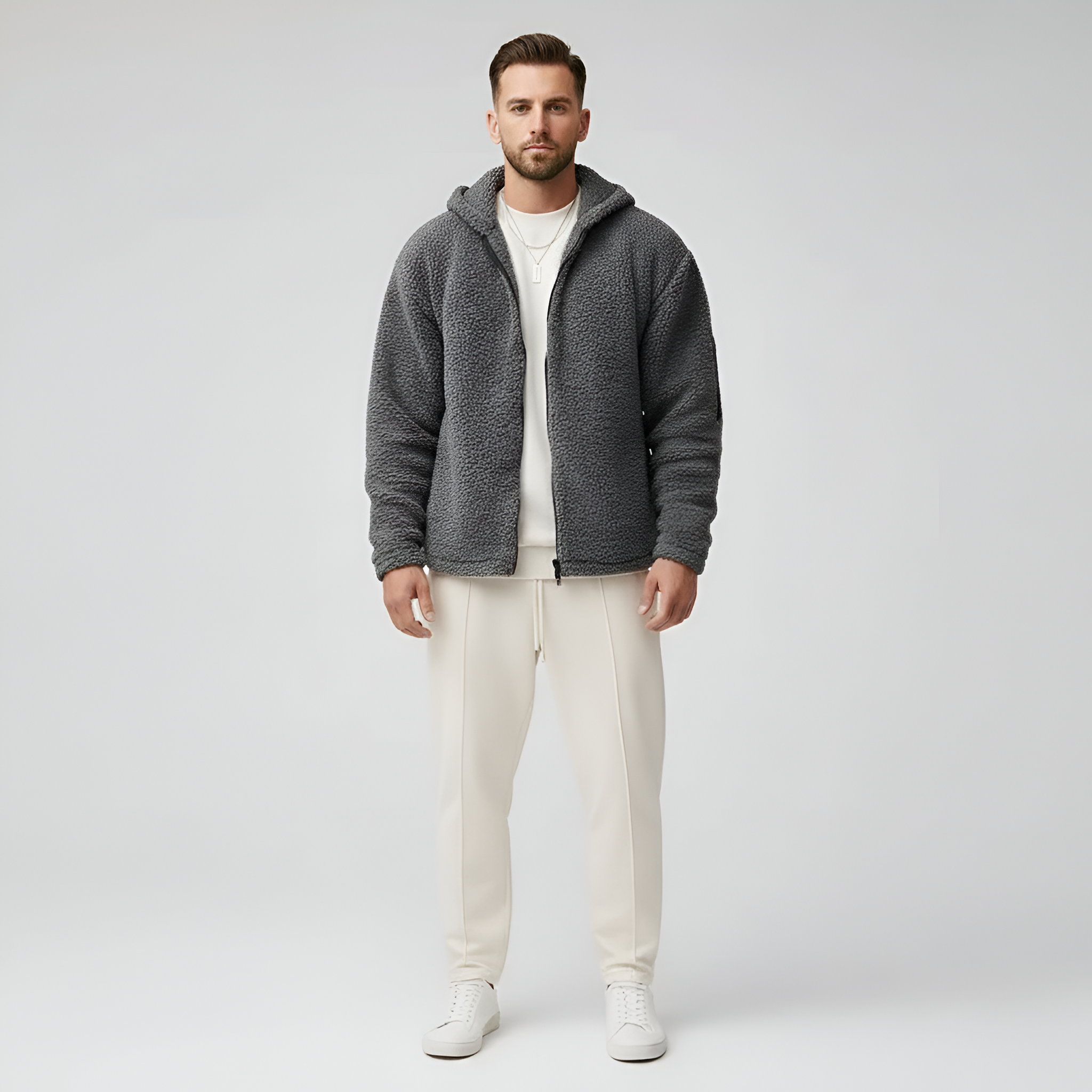 Bellivaro pánska fleecová bunda s kapucňou a zipsom