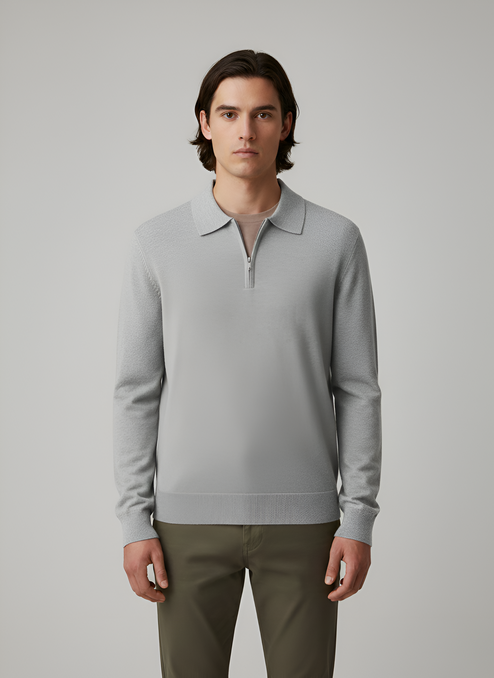 Bellivaro ανδρικό πουλόβερ με φερμουάρ μέχρι τη μέση από μαλλί