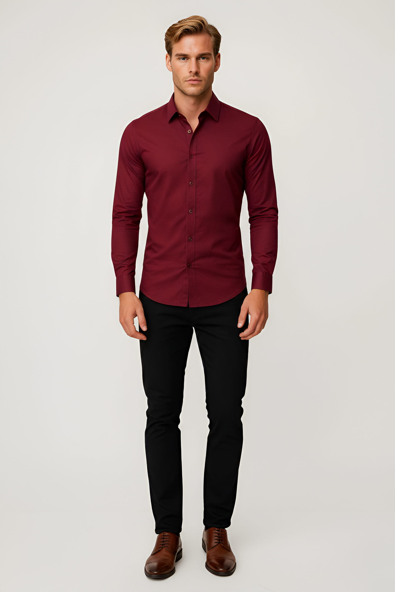 Férfi ing hosszú ujjakkal és karcsúsított szabással, pamutból