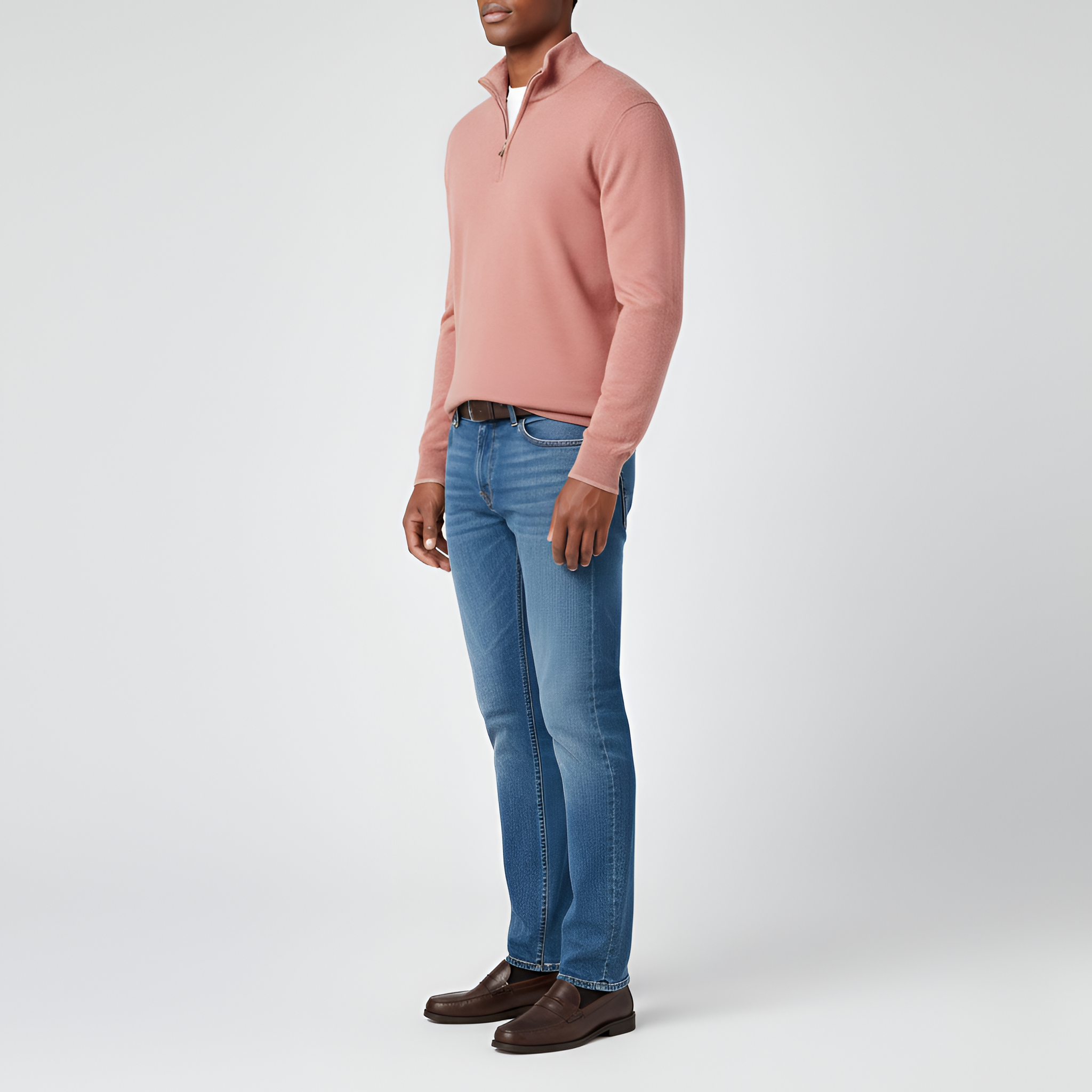 Jersey de punto para hombre Bellivaro con media cremallera, manga larga, ajuste clásico