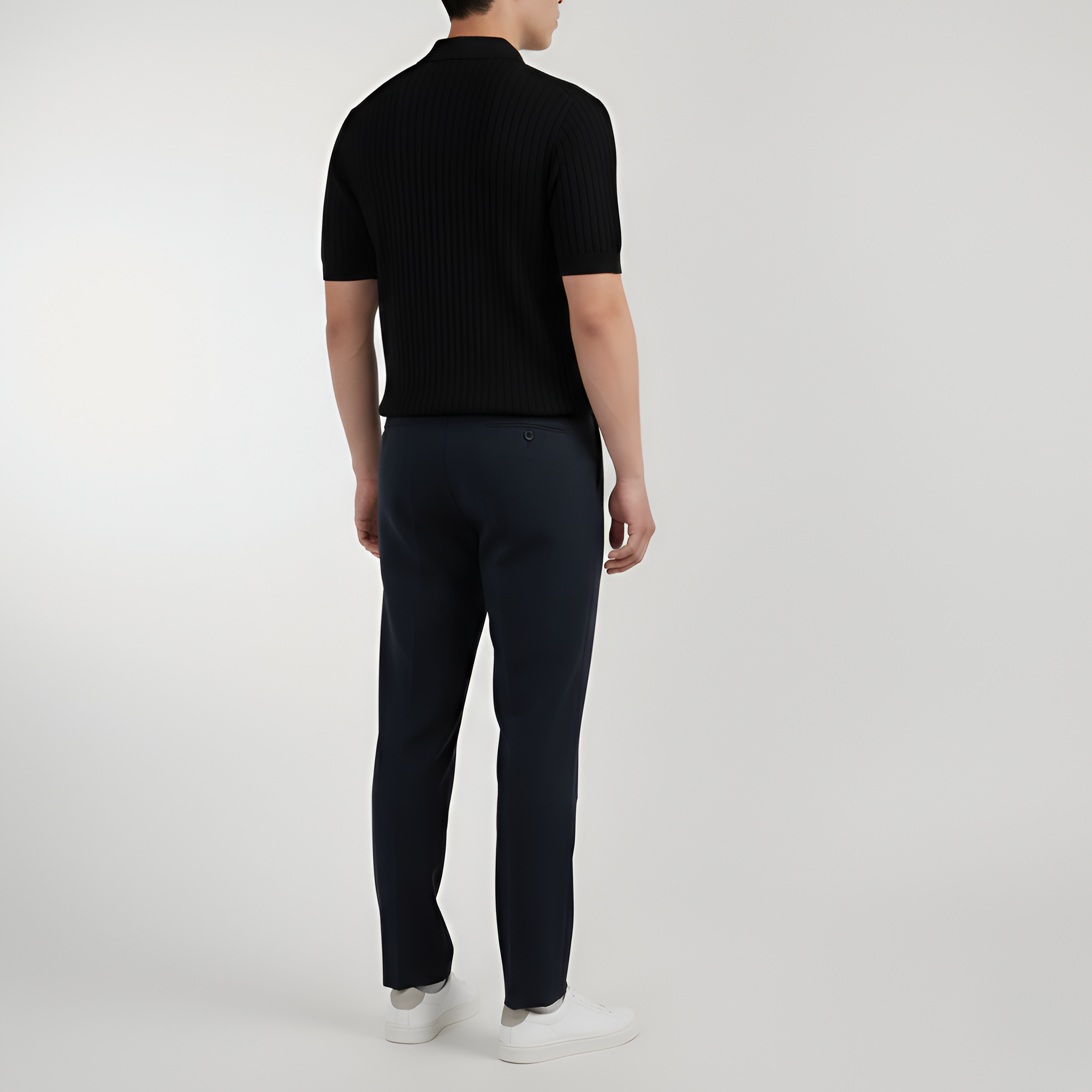 Polo de punto para hombre en algodón con mangas cortas y estructura acanalada